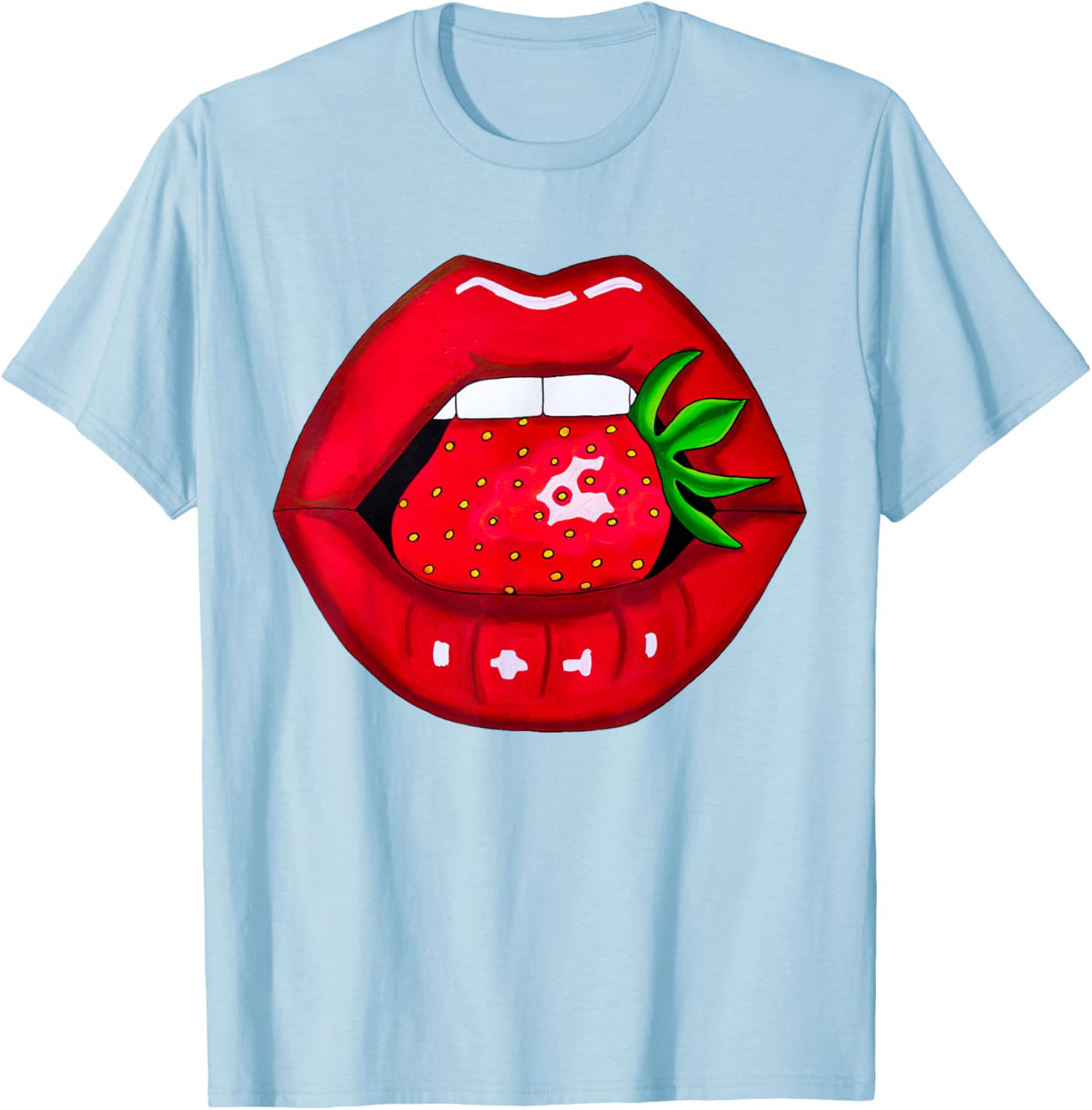 Sexy Strawberry Lips Red Lipstick Women's T-Shirt for Fun Fashion - 20