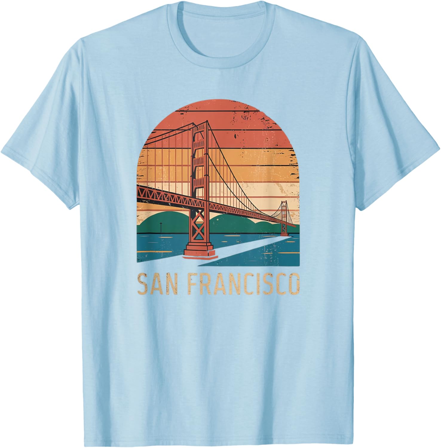 Retro San Francisco Bridge Sunset T-Shirt for Vintage Style Lovers - 5