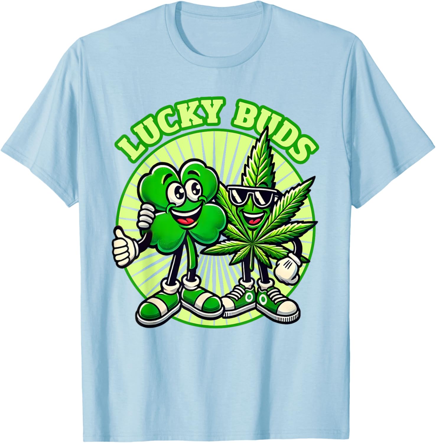 Lucky Buds St. Patrick's Day Retro Clover Weed T-Shirt for High Spirits - 10