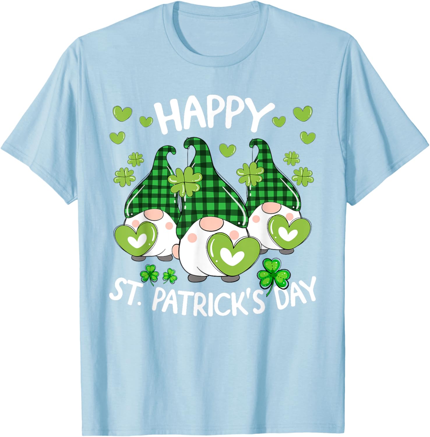Happy St Patricks Day Gnome Shamrock T-Shirt for Women and Kids - 2