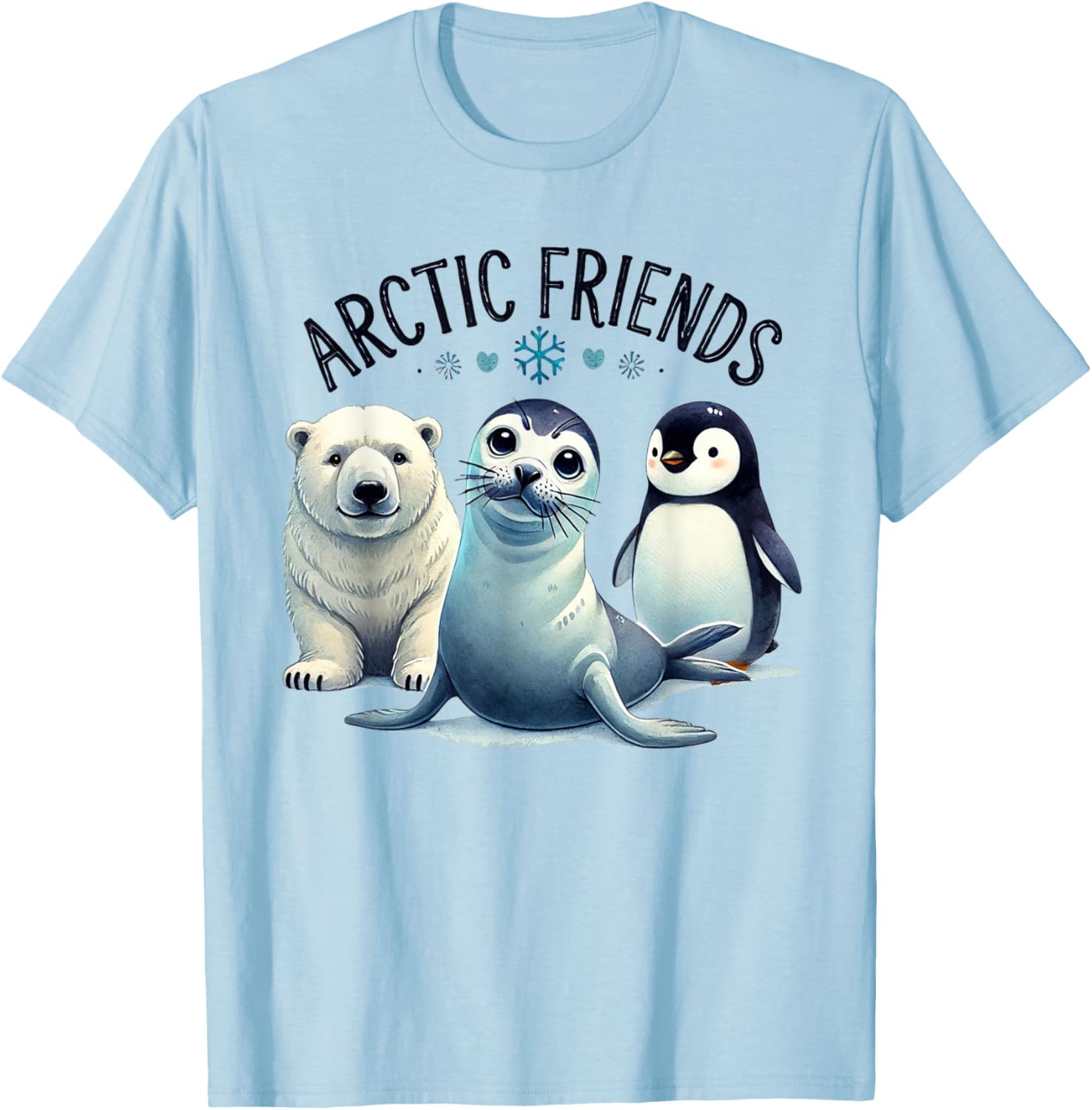 Arctic Animals T-Shirt Featuring Penguin, Seal, Whale, and Polar Bear - 4