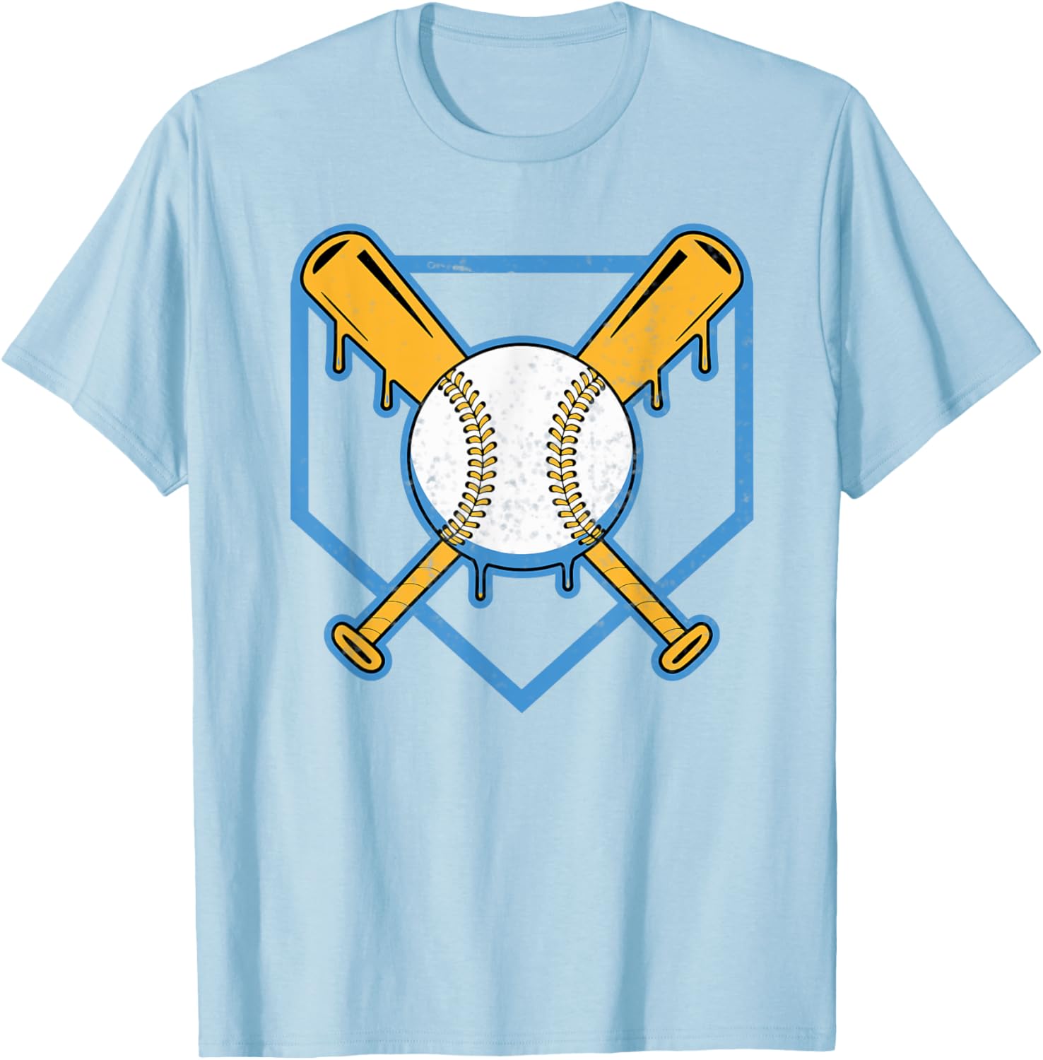 Yellow Baseball Home Plate Drip T-Shirt for Boys Sports Style - 3