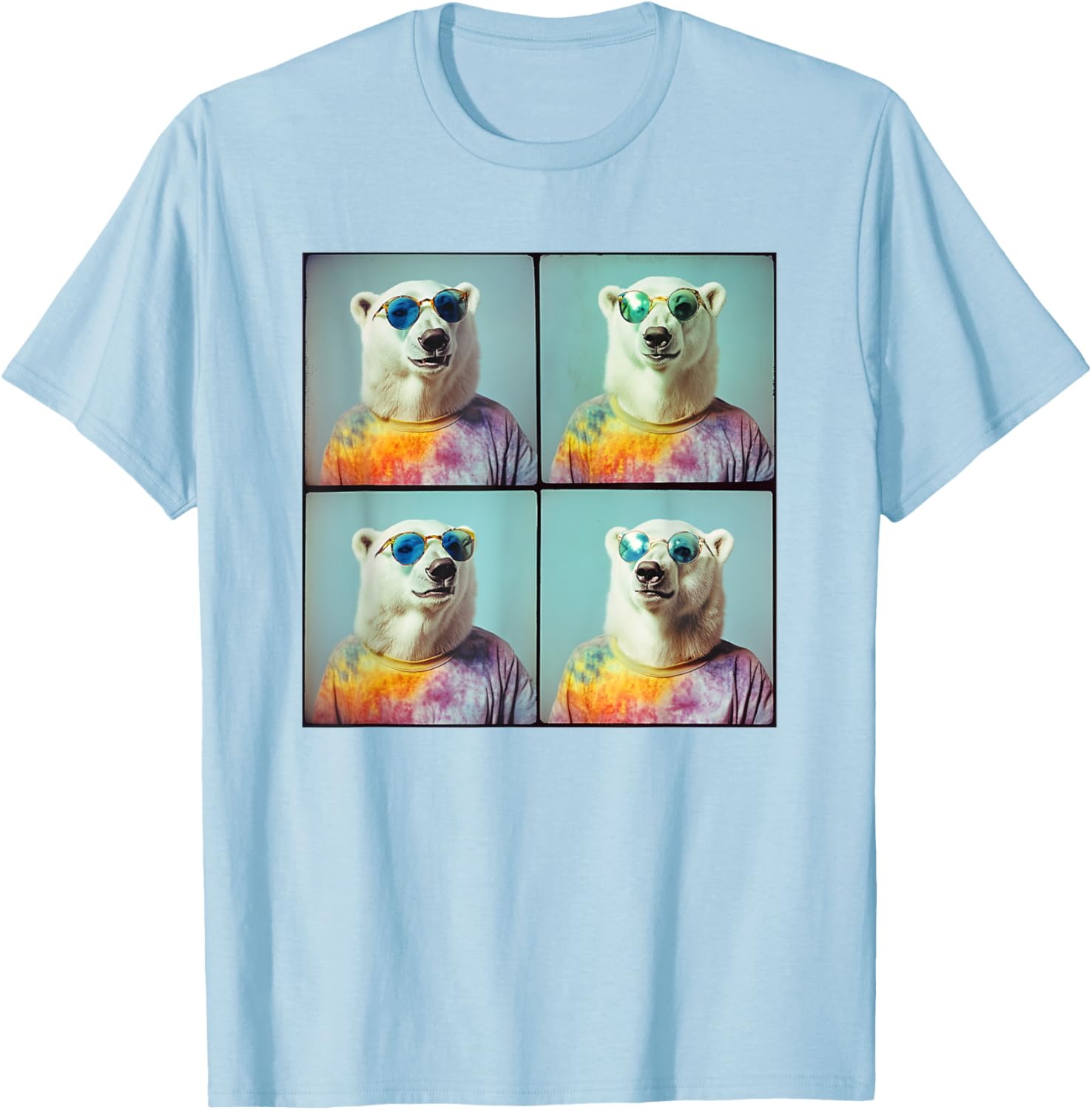 Colorful Tie Dye Polar Bear T-Shirt for Unique Hippie Style Fun - 8
