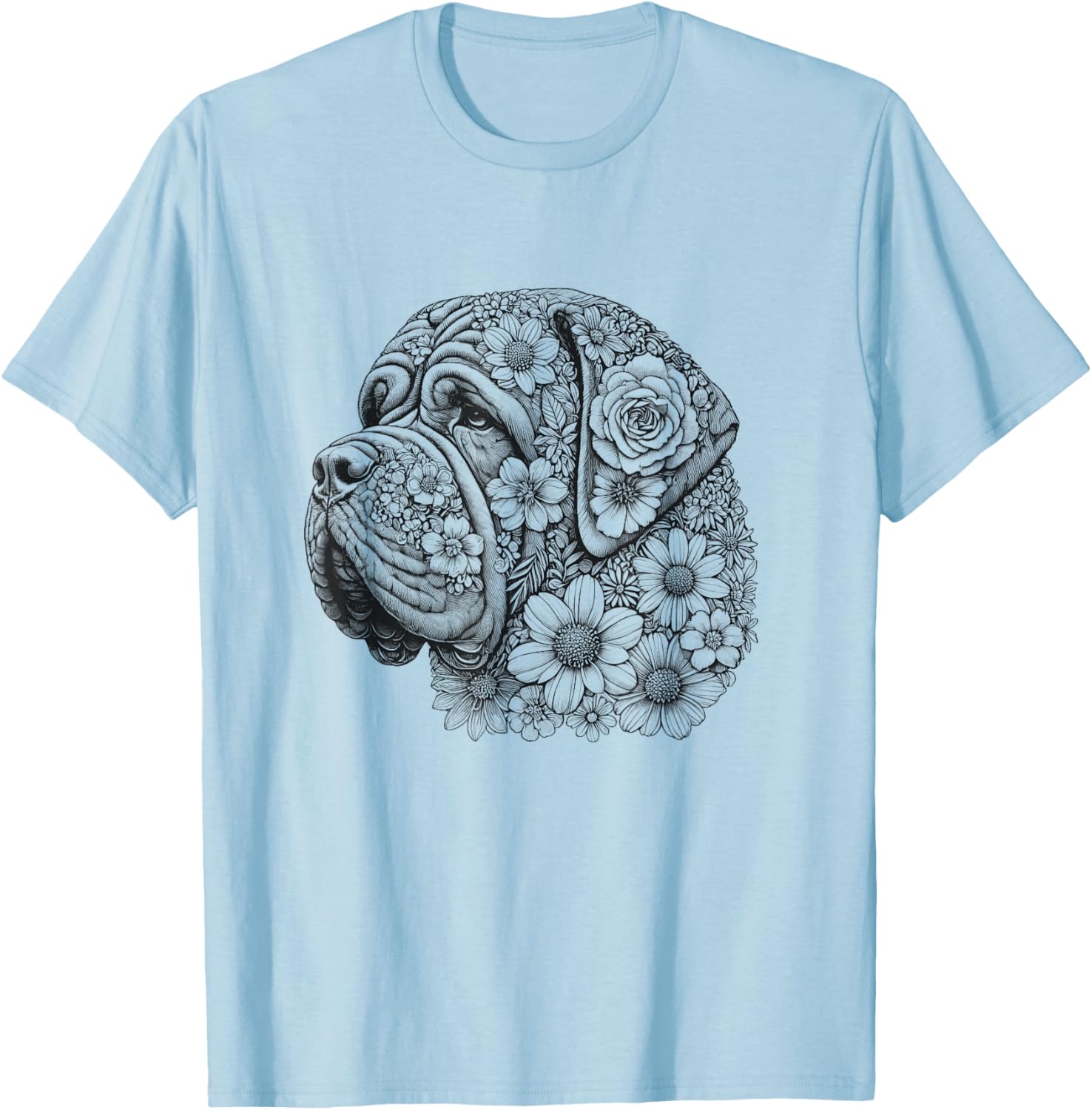 Floral English Mastiff T-Shirt for Girls and Women - Cute Dog Design - 11