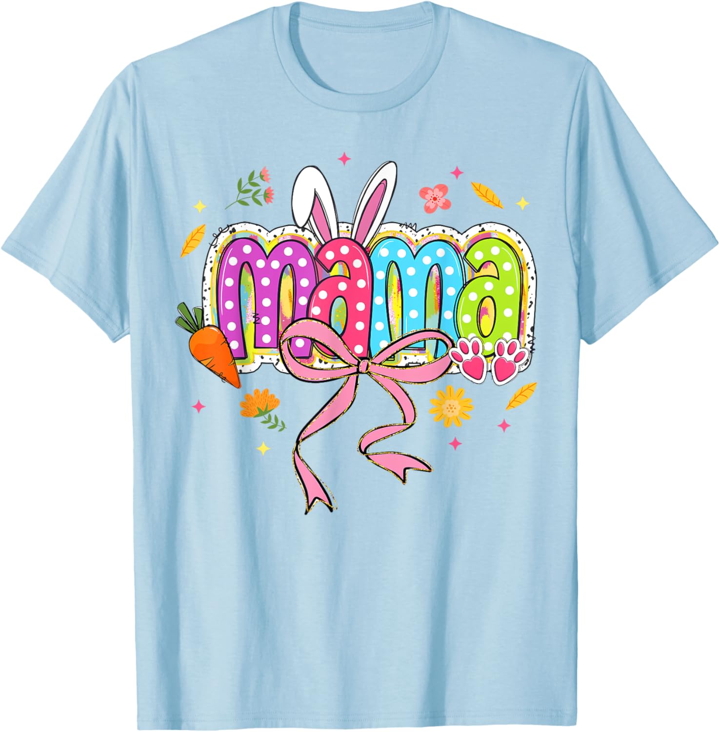 Boho Floral Coquette Bow Mama Bunny Easter Family T-Shirt for Moms - 8