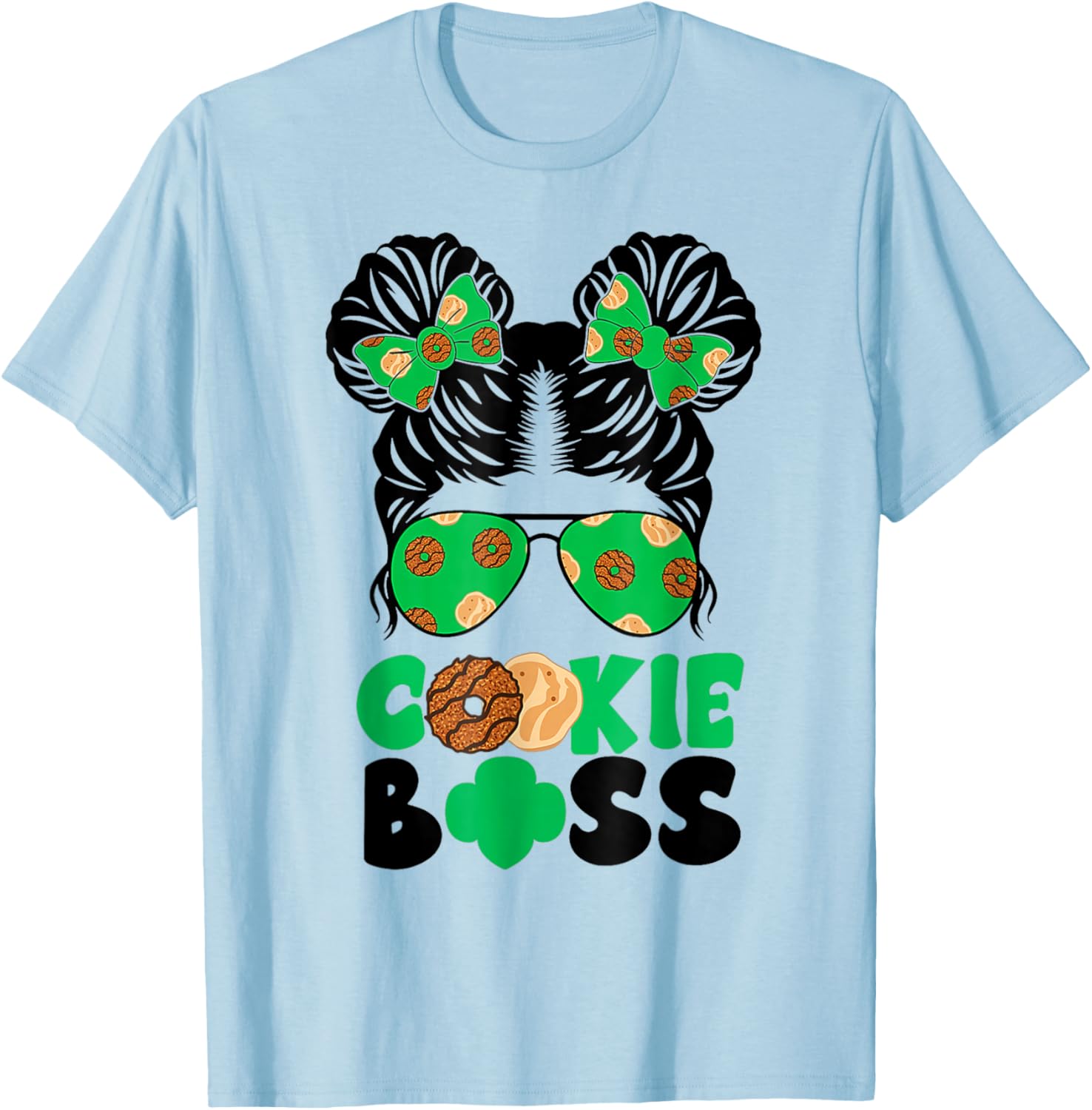 Scout Cookie Boss Girls Messy Bun Sunglasses T-Shirt for Kids - 6