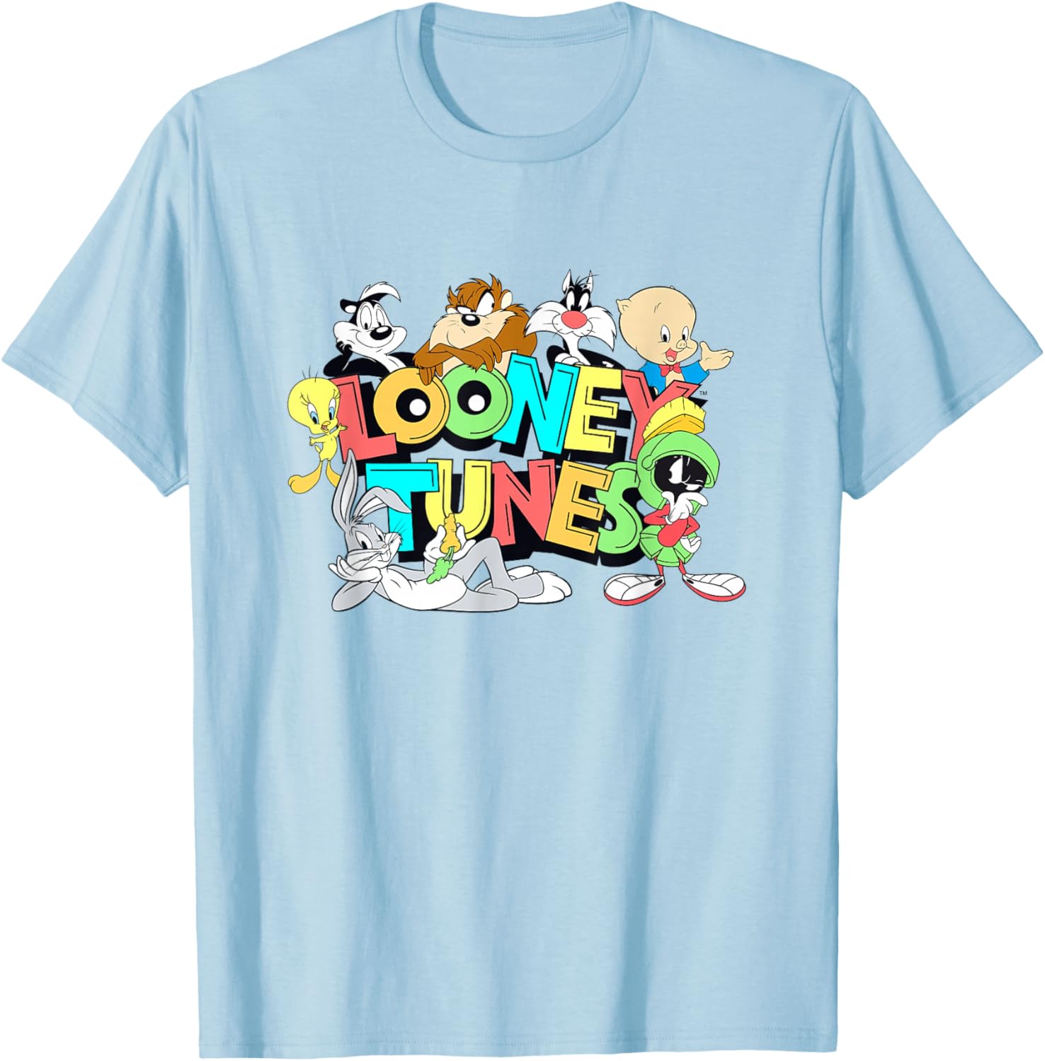 Looney Tunes Retro Neon Pop Group Shot T-Shirt for Fun Style Fans - 9
