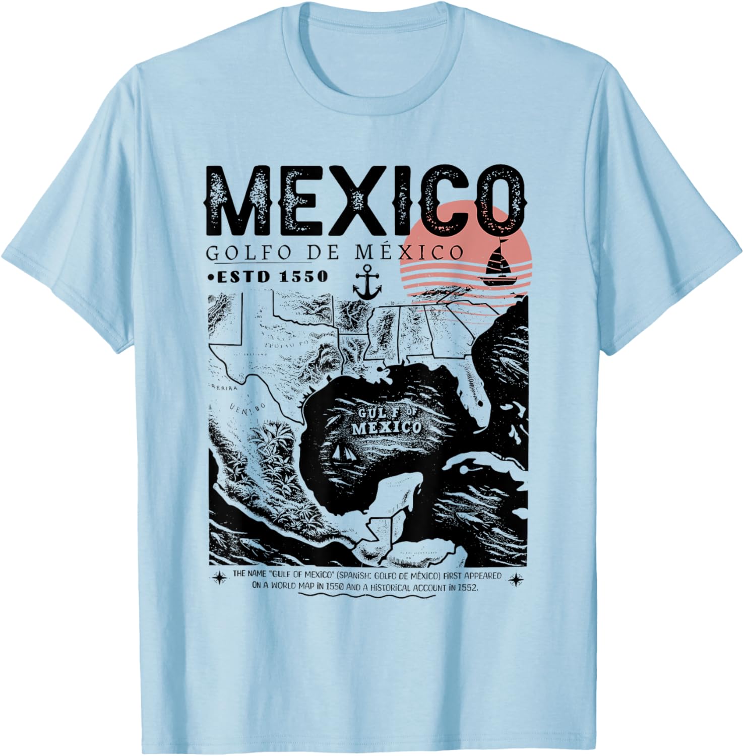 Gulf of Mexico 1550 History Facts T-Shirt for Ocean Lovers and Travelers - 16