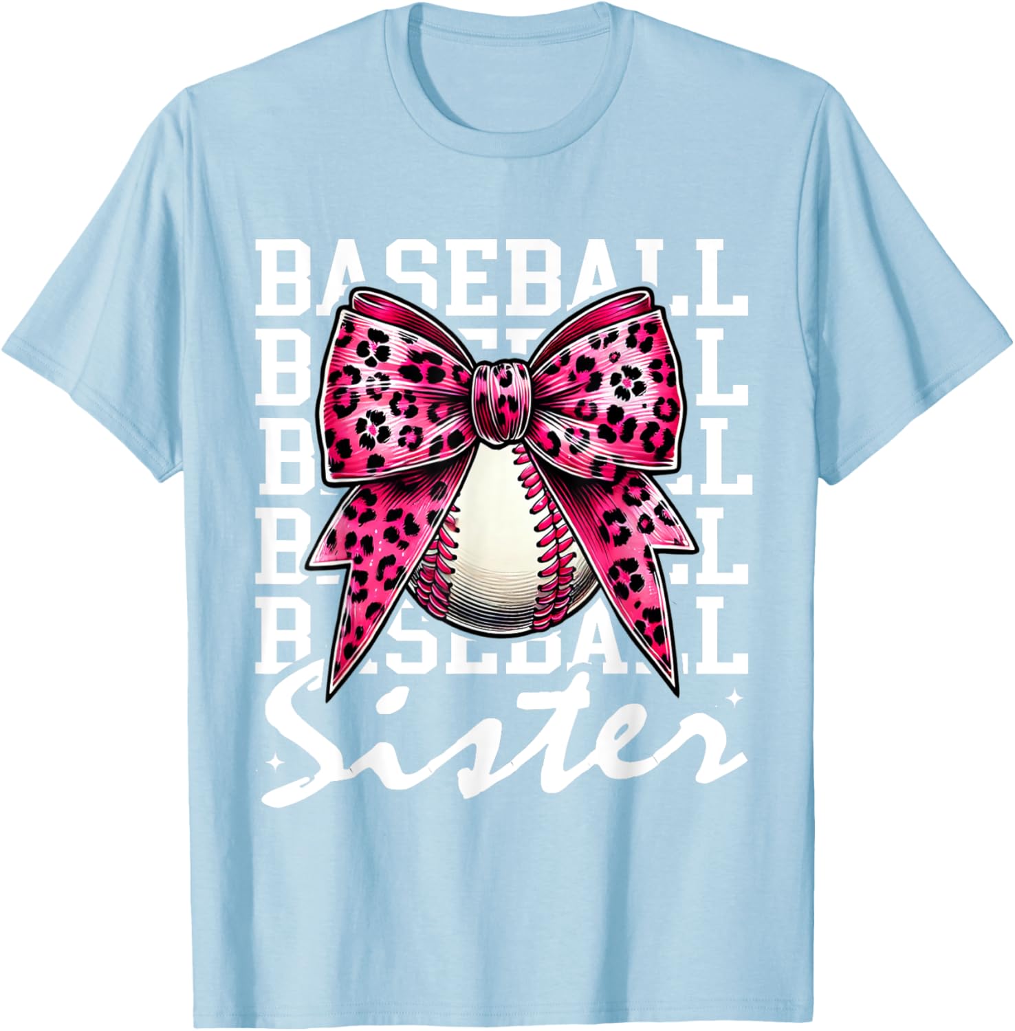 Pink Leopard Print Coquette Bow Baseball Sister T-Shirt for Trendy Style - 17