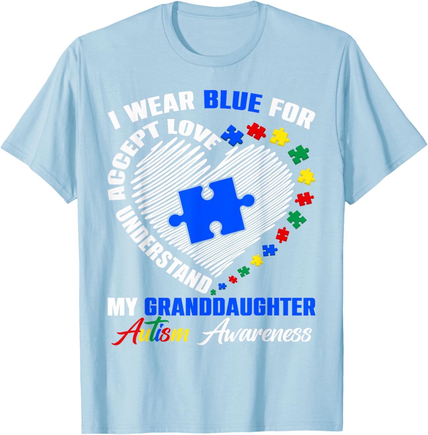 Blue Puzzle Pie T-Shirt for Autism Awareness - Perfect for Granddaughters - 8