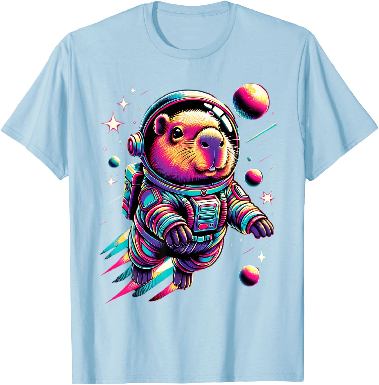 Adorable Space Capybara Astronaut T-Shirt for Animal Lovers - 10
