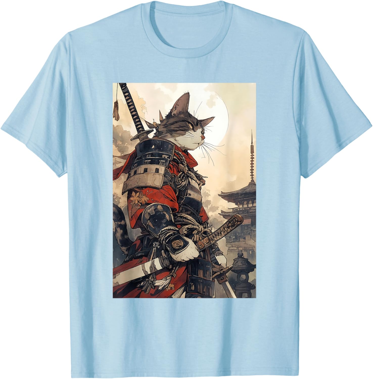 Samurai Cat Graphic Tee Vintage Japanese Art for Men, Women, Kids - 25