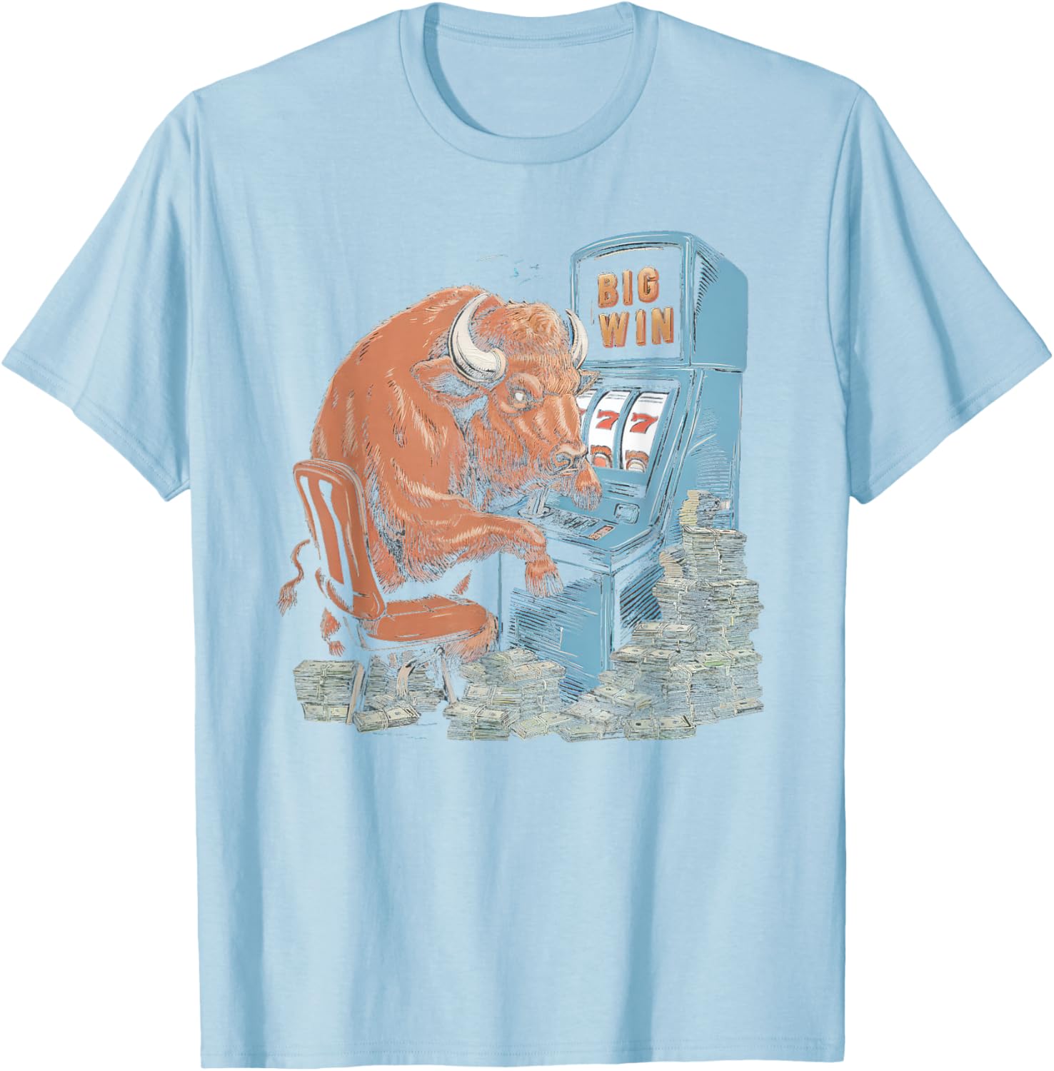 Lucky Buffalo Casino Slot Machine T-Shirt for Gamblers and Slots Fans - 4