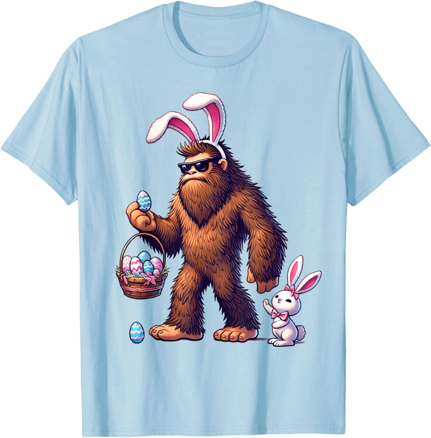 Bigfoot Sasquatch Bunny Easter Eggs T-Shirt for Kids and Men - 14