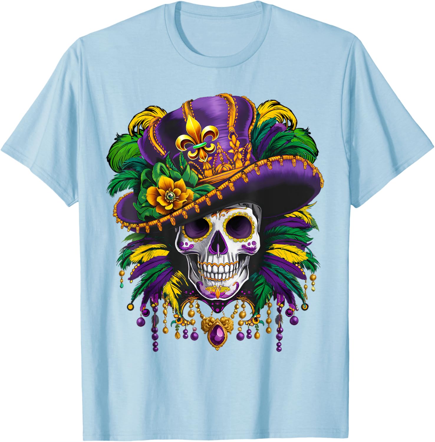 Mardi Gras Sugar Skull T-Shirt for New Orleans Carnival Fun - 26