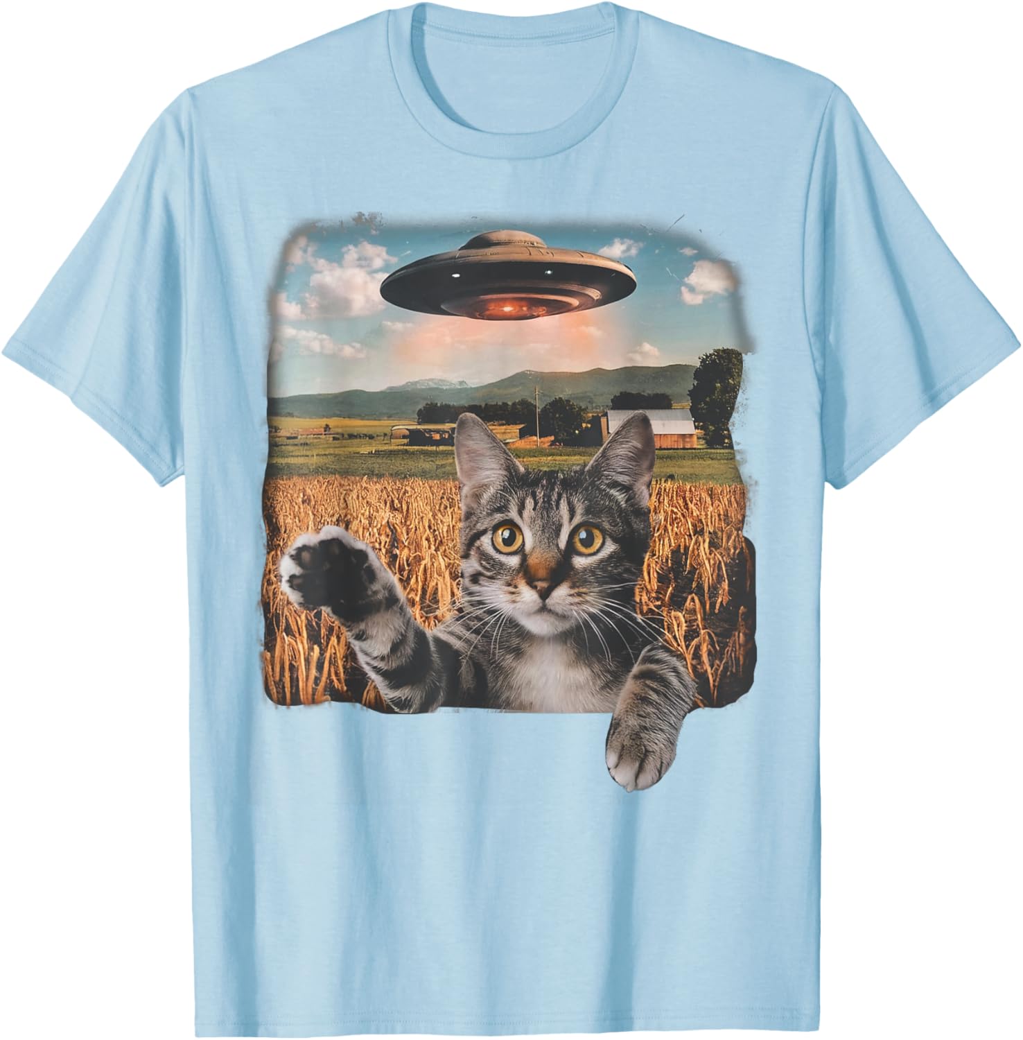 Cat Selfie with Alien UFO T-Shirt for Men, Women, and Kids - 8