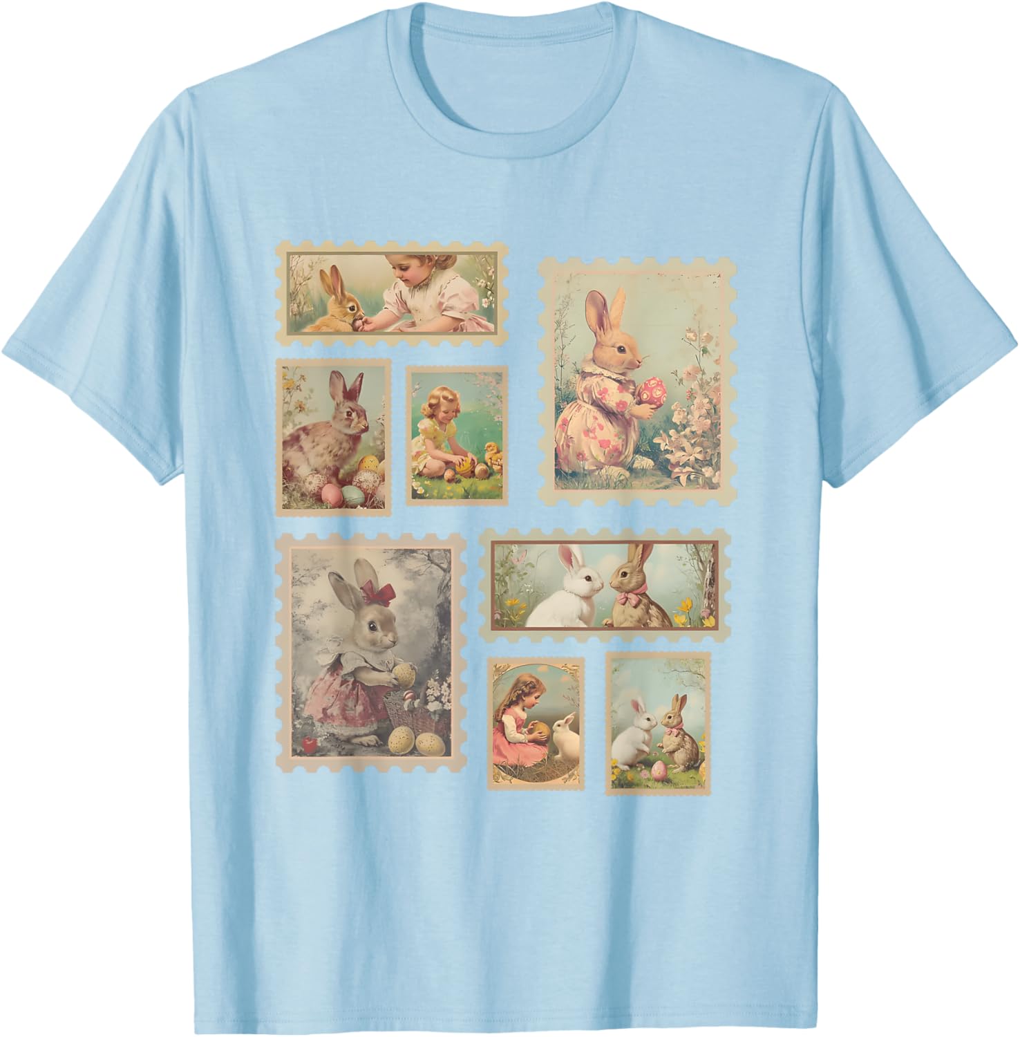 Retro Easter Bunny T-Shirt for Women Cute Spring Fashion Top - 4