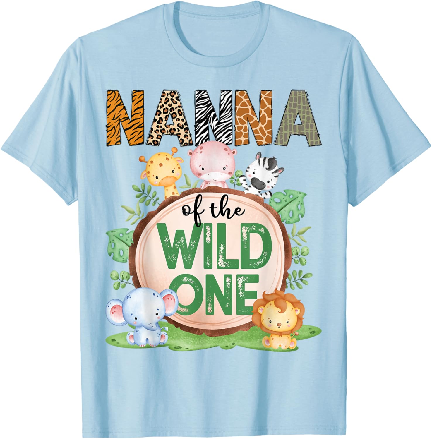 Nanna Of The Wild One 1st Birthday Safari Jungle T-Shirt for Kids - 9