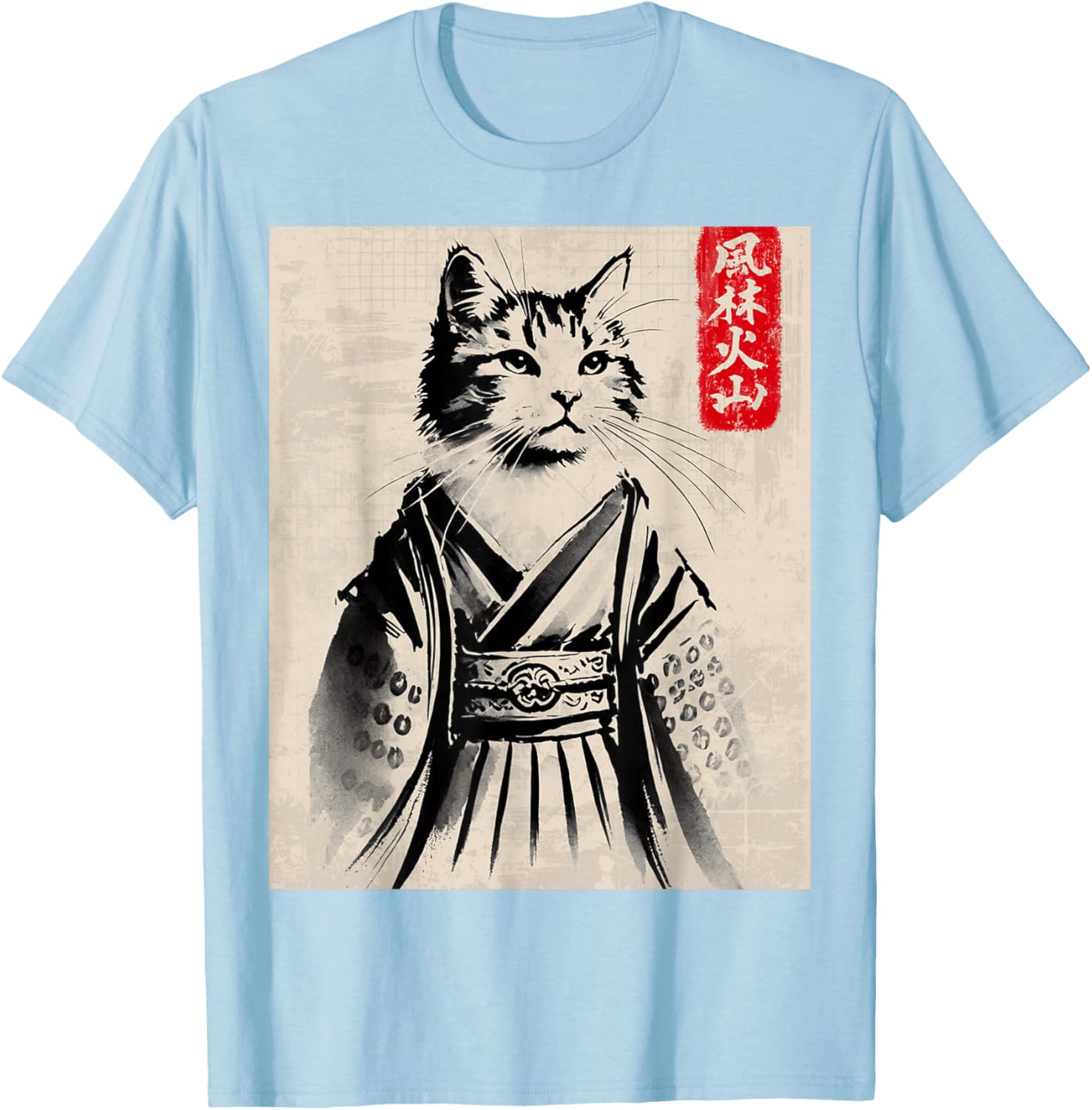 Samurai Cat Ukiyo-e Warrior Art T-Shirt for Cat Lovers and Art Fans - 17