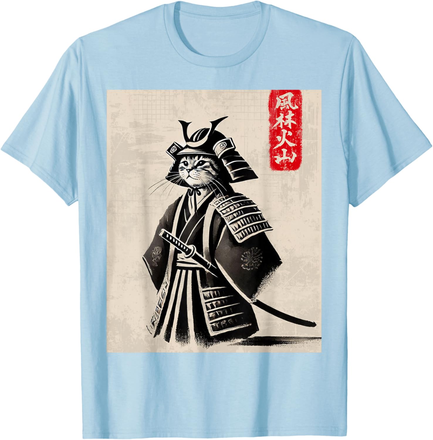 Samurai Cat Warrior Art Japanese T-Shirt Cool Design for Cat Lovers - 17