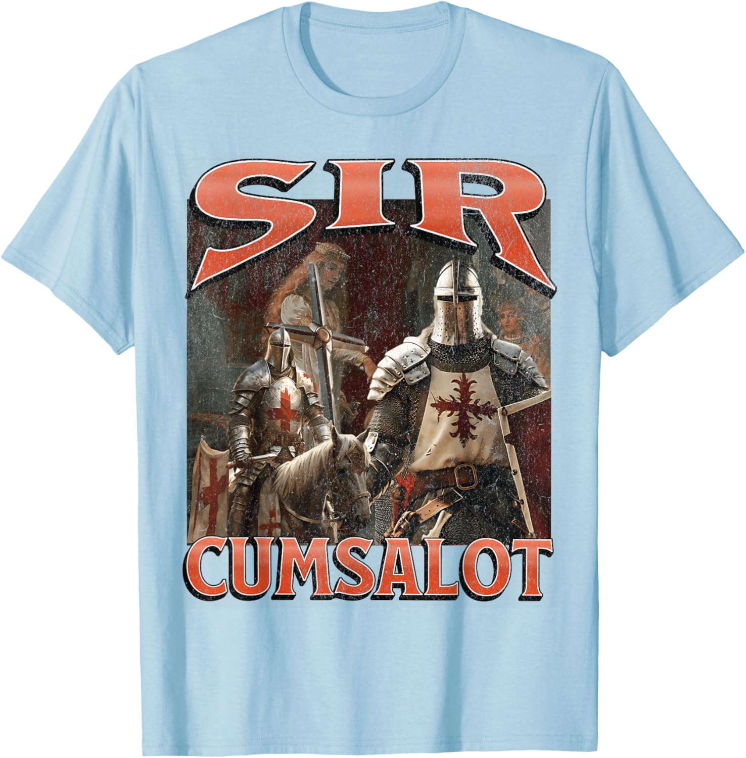 Humorous Sir Cumsalot Knight Meme Bootleg Graphic T-Shirt for Fun Fashion - 29