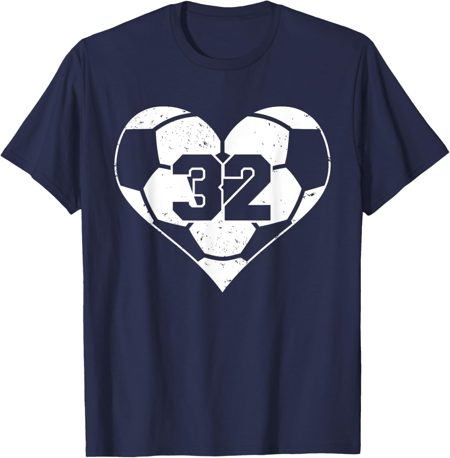 Funny Soccer Heart Game Day T-Shirt with Number 32 Jersey Design - 14
