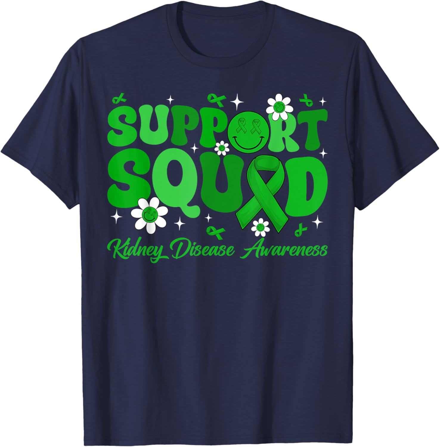 Groovy Support Squad Kidney Disease Awareness Green Ribbon T-Shirt - 17