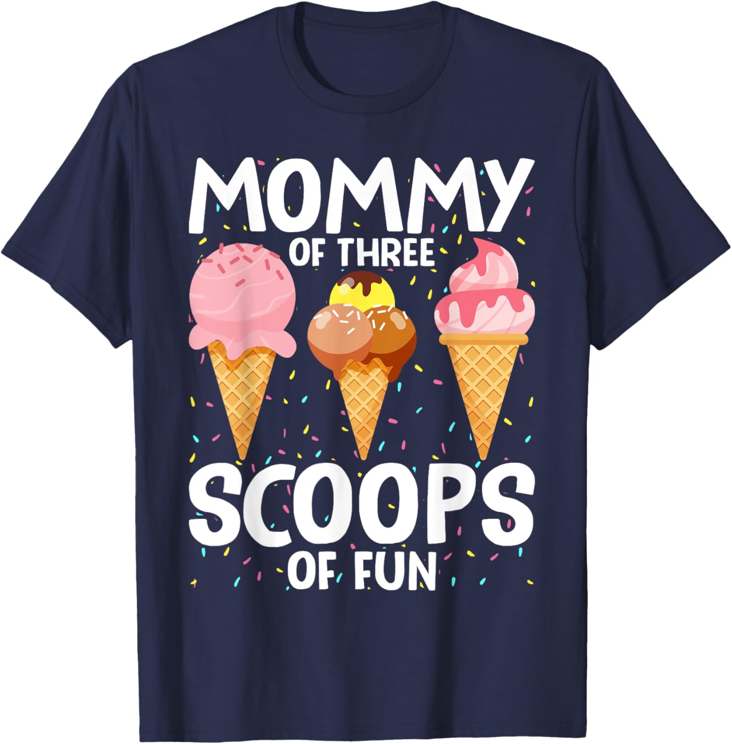 Mommy Mom Ice Cream Birthday T-Shirt for Three Scoops of Fun - 5