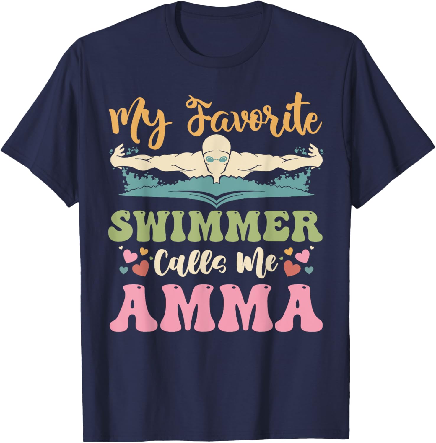My Favorite Swimmer Calls Me Amma Family Matching T-Shirt for Fun Bonding - 8