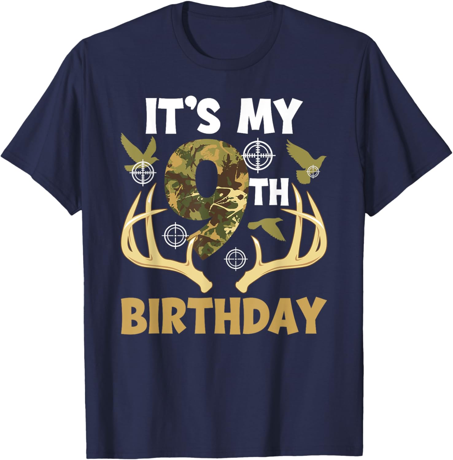 9th Birthday Hunting T-Shirt for Boys Fun Hunter Design Gift - 7