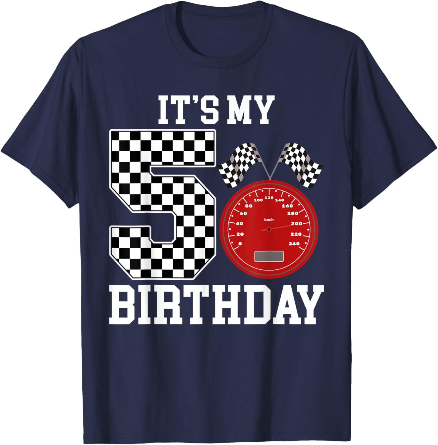 Boys 5th Birthday Racing Car Flag T-Shirt Fun Gift for Kids - 9