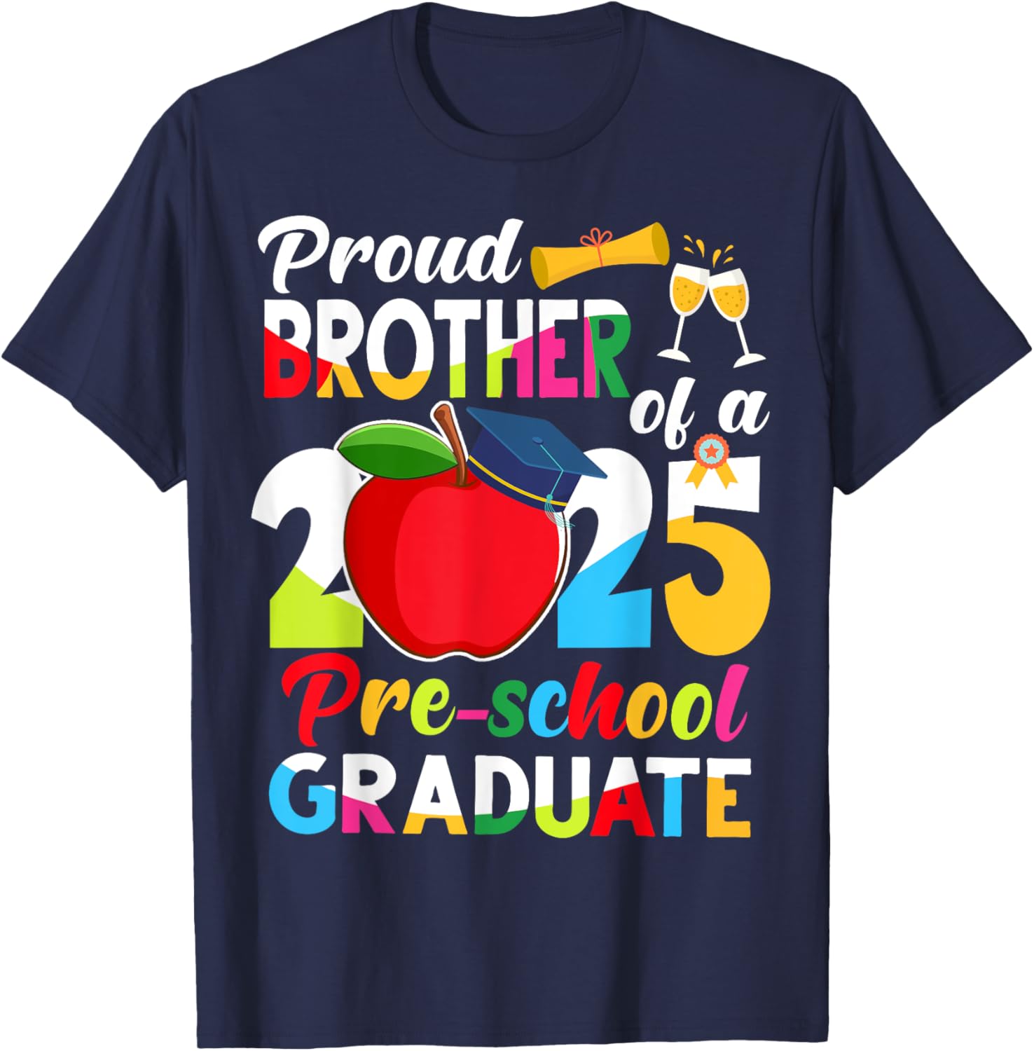 Proud Brother of 2025 Pre-K Graduate Graduation T-Shirt for Kids - 8