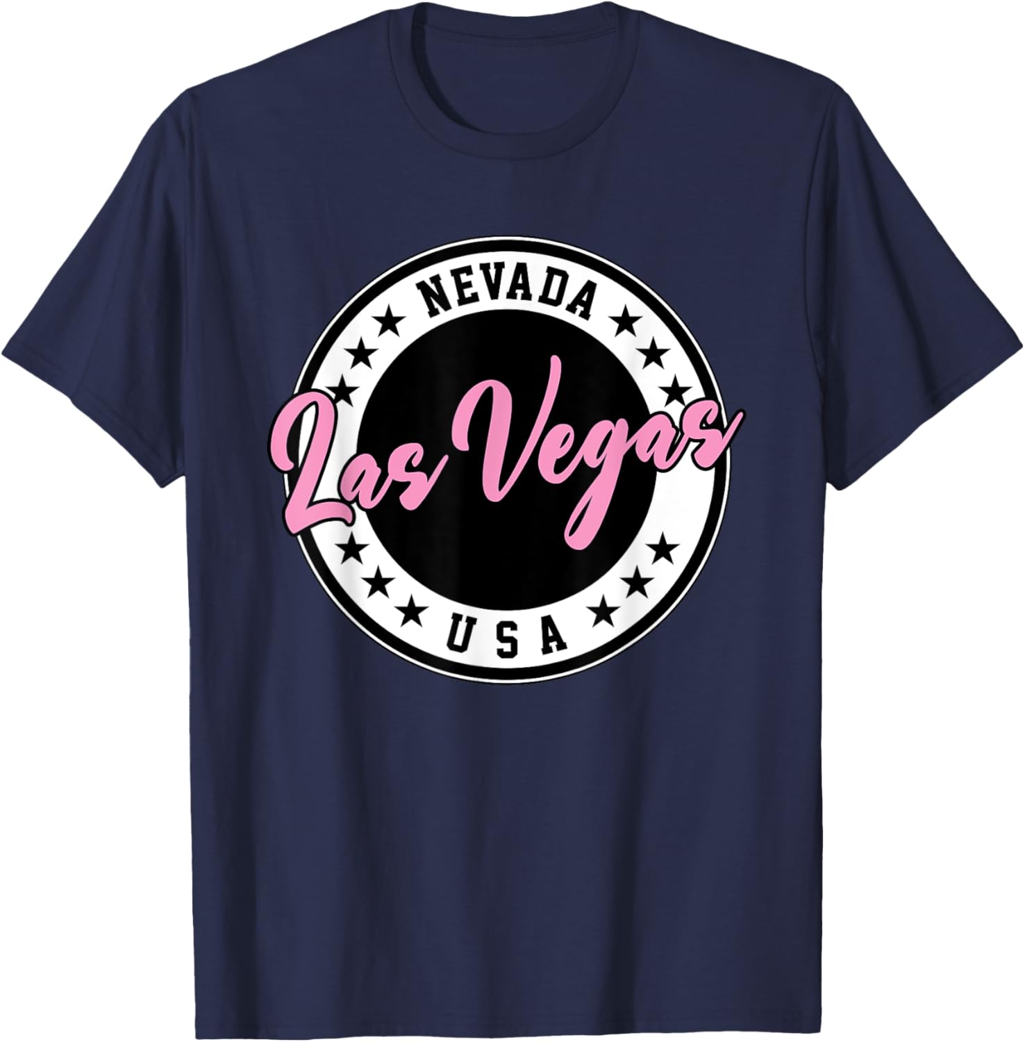 Las Vegas Nevada Pink Script Circle T-Shirt for Fun Fashion Lovers - 14
