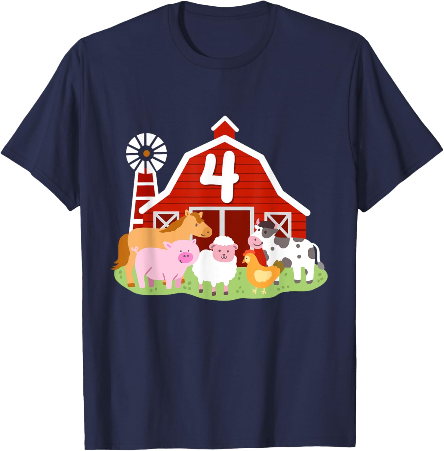 Adorable 4th Birthday Farm Animals T-Shirt for Boys Toddler Party Fun - 18