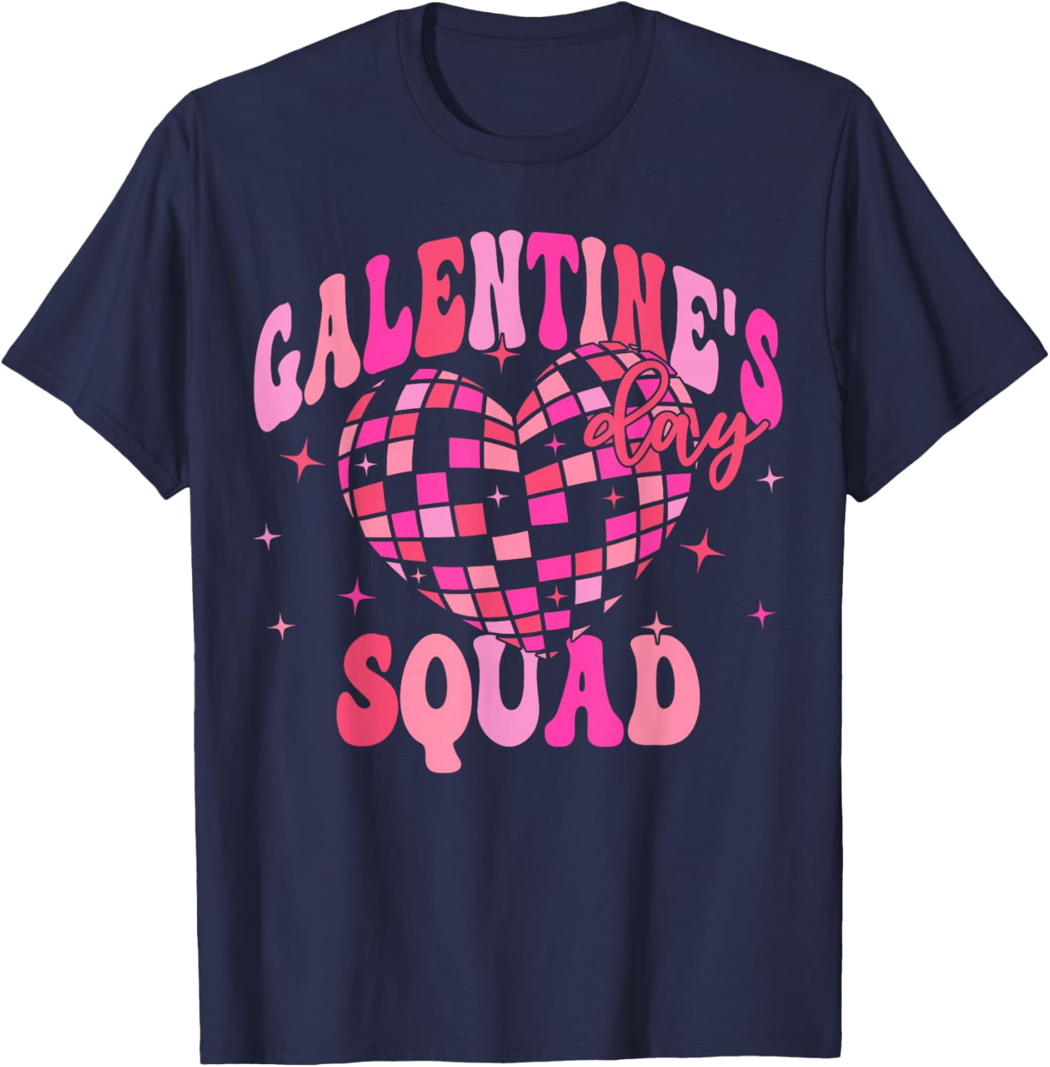 Galentine's Day Disco Heart Pink T-Shirt for Party Girls and Besties - 6