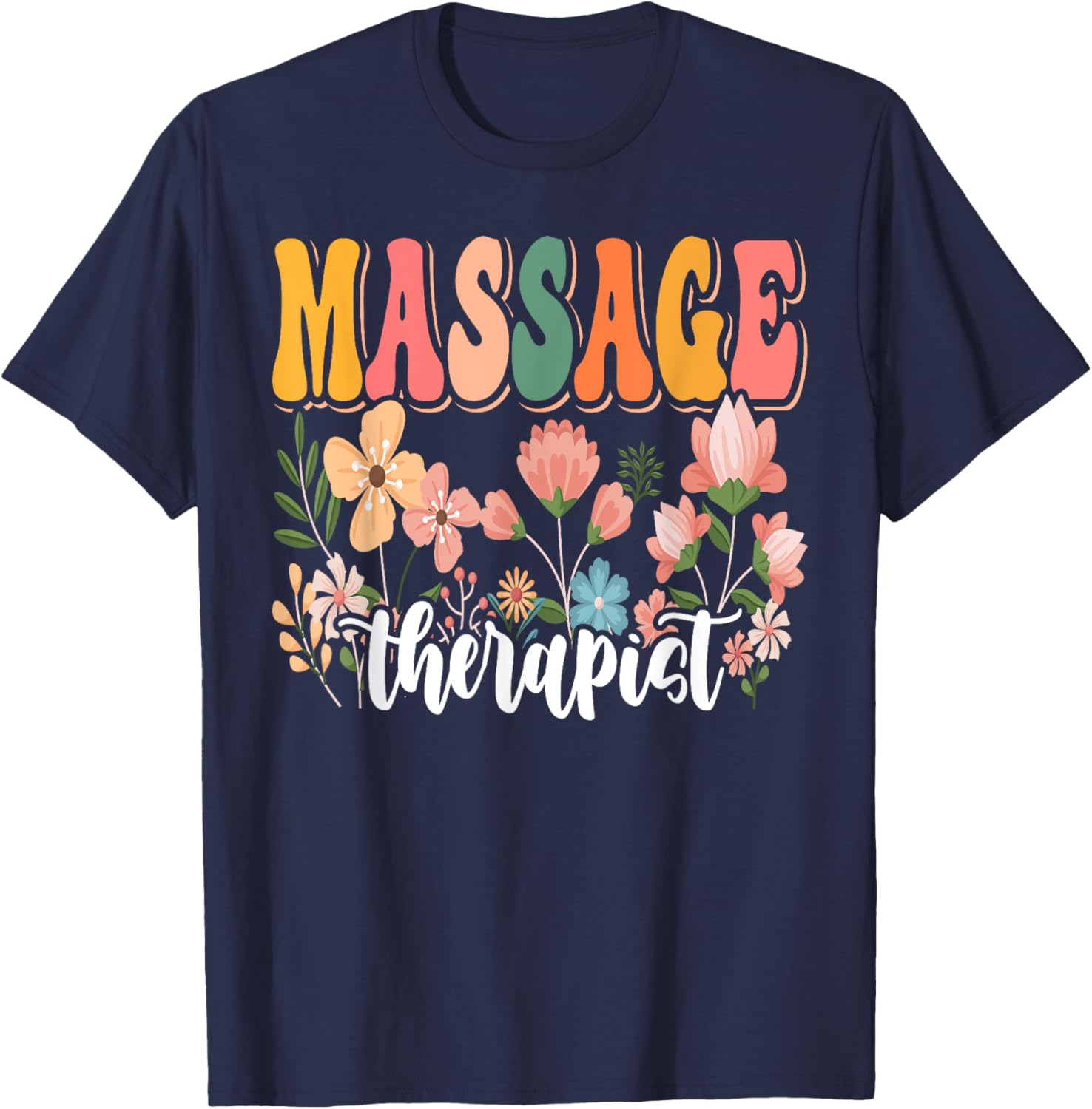 Retro Groovy Floral Wildflower Tee for Massage Therapists and Nature Lovers - 2