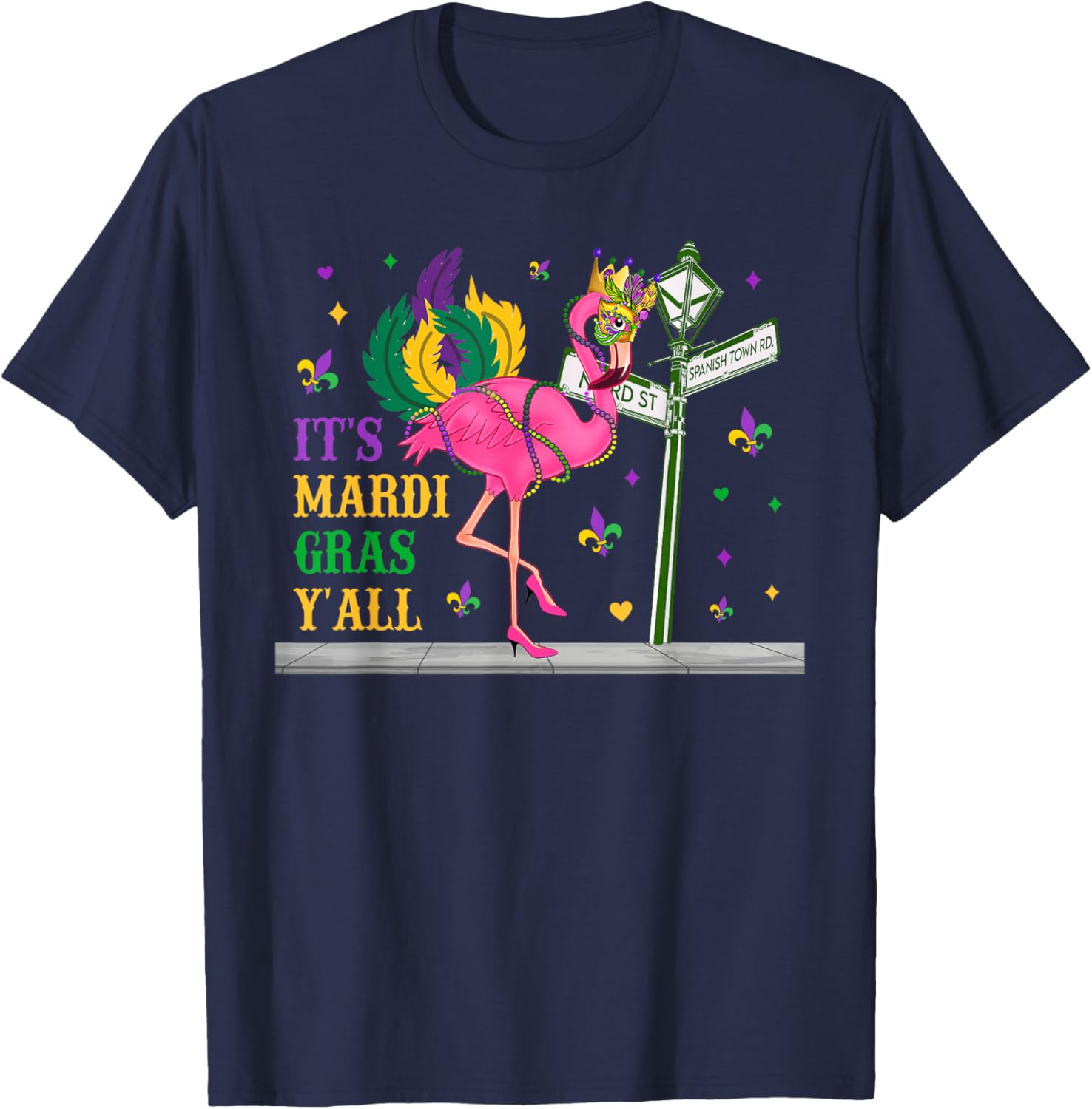 Mardi Gras Flamingo Costume T-Shirt for Girls and Women Fun Festive Wear - 1