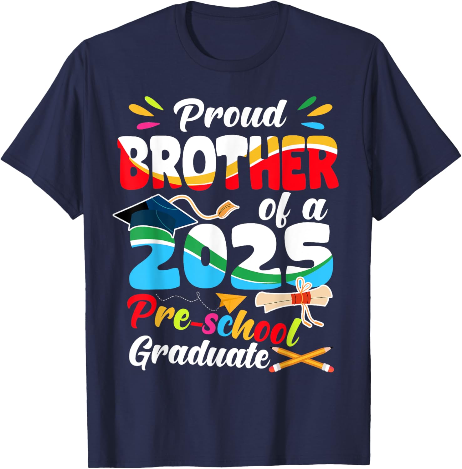 Proud Brother of Pre-K Graduate 2025 T-Shirt for Graduation Celebrations - 2