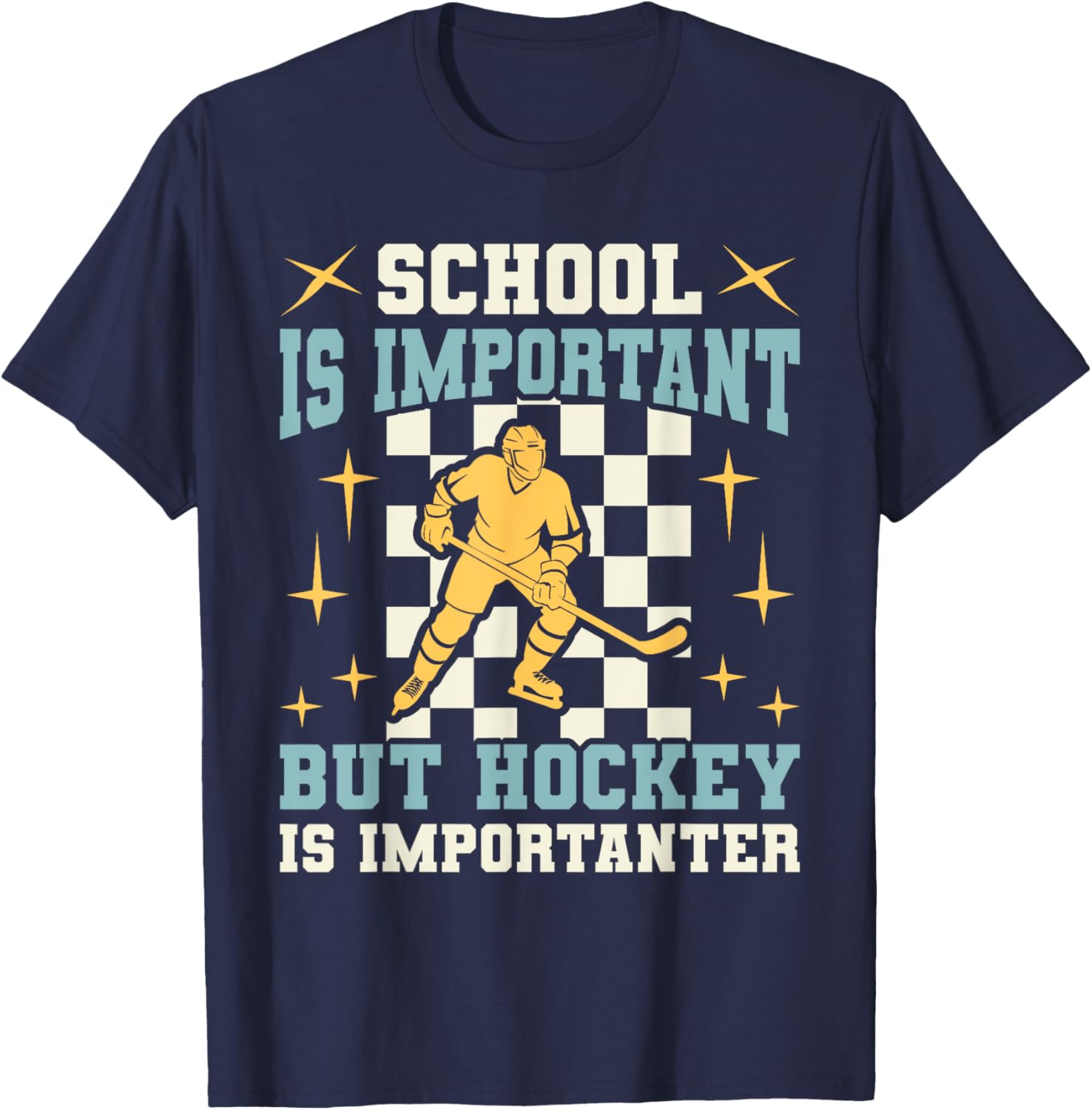 Funny Hockey T-Shirt for Boys - School Is Important Hockey Is Importanter - 15