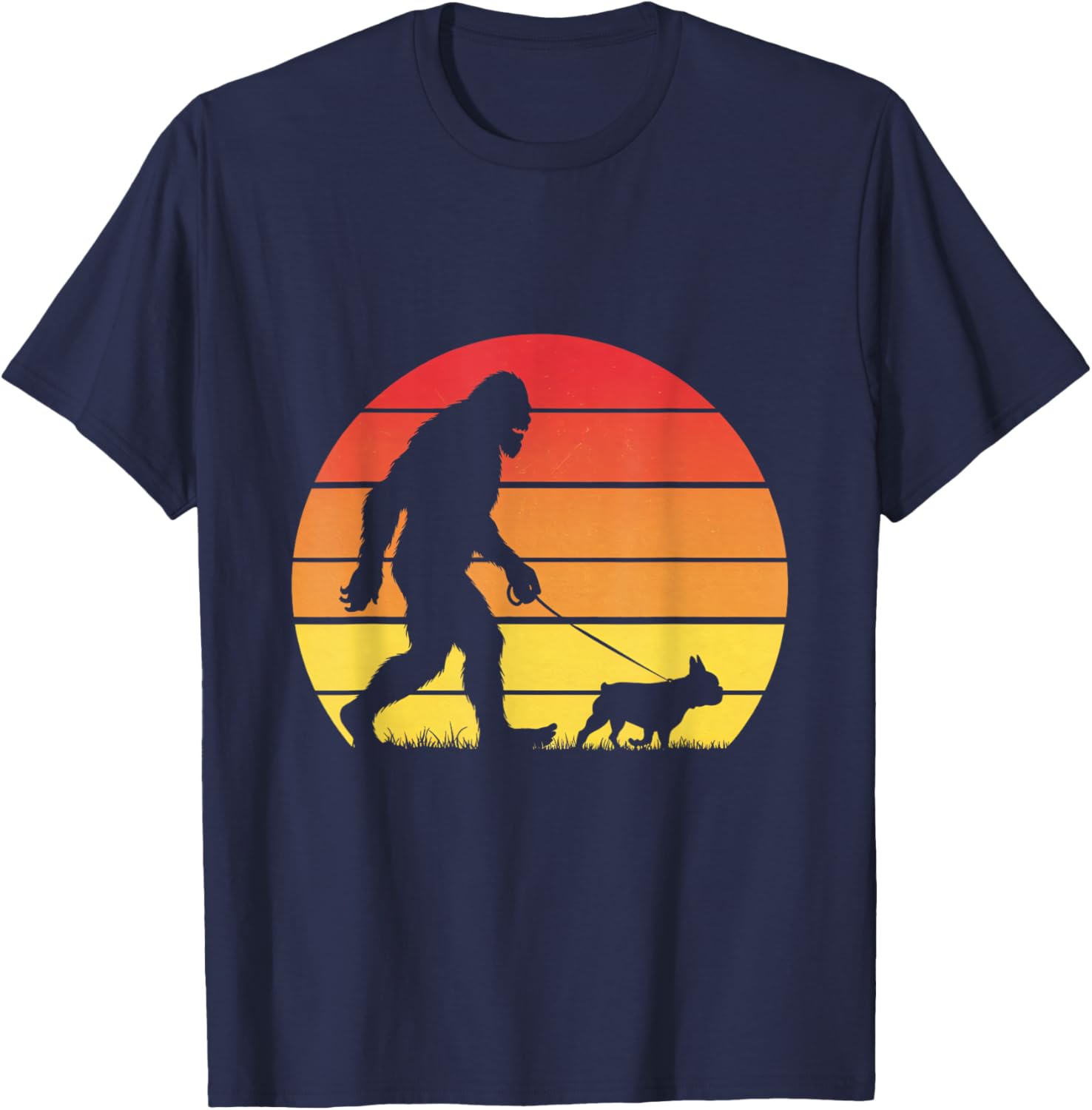 Bigfoot Walking French Bulldog Hiking T-Shirt for Dog Lovers - 1