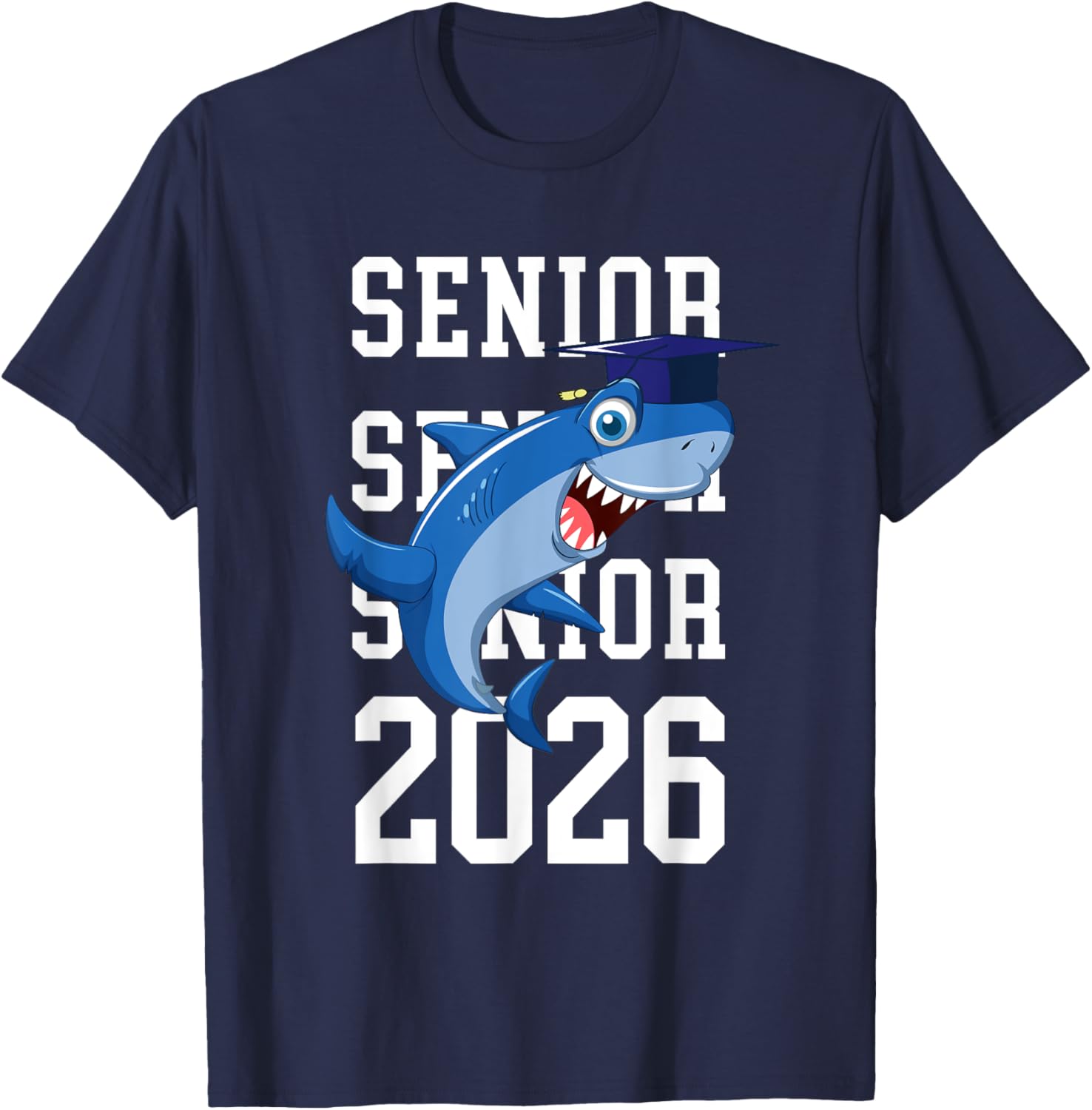 Shark Senior 2026 Graduation T-Shirt for College and Grad School Achievement - 12
