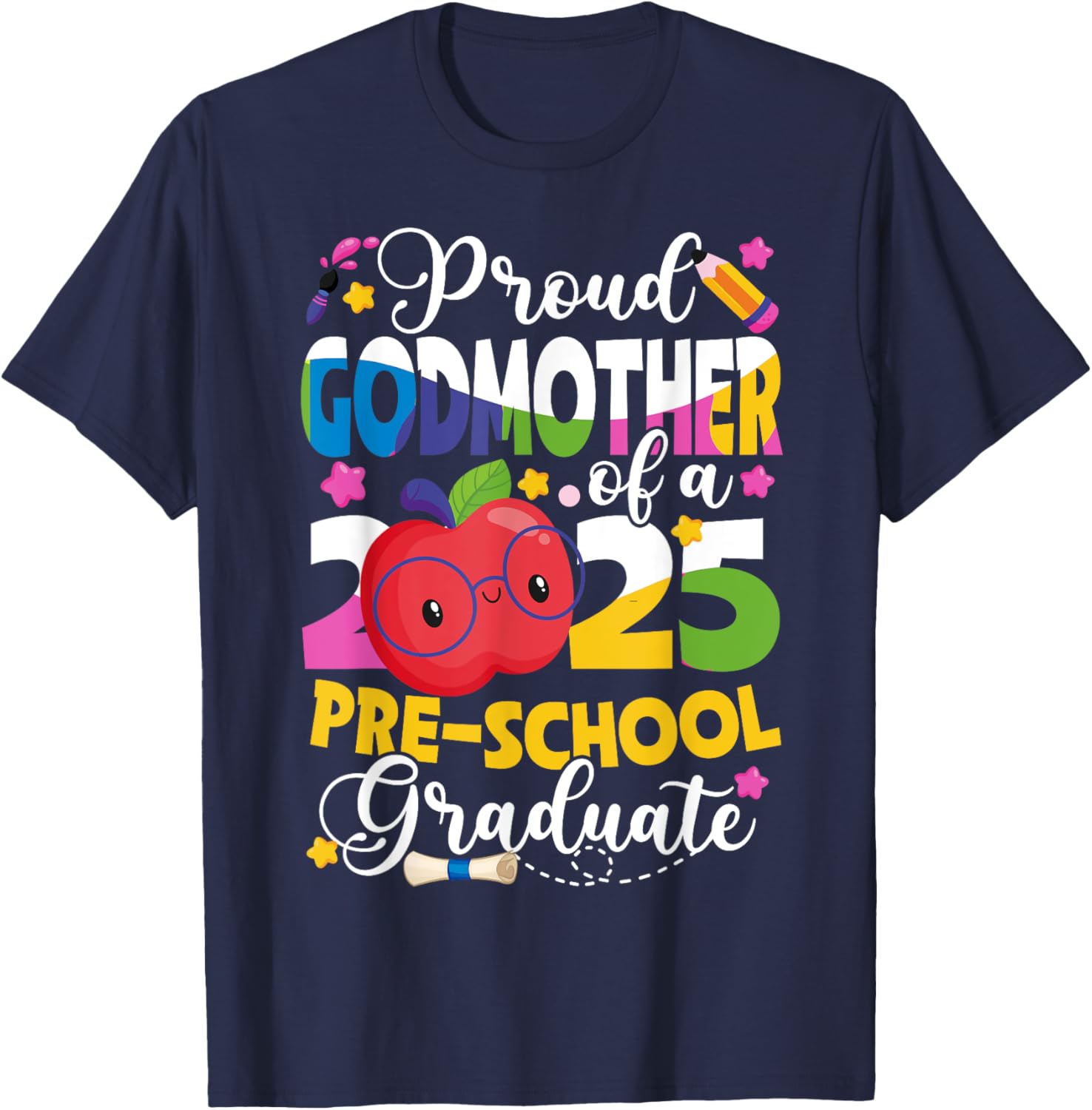 Proud Godmother of 2025 Pre-K Graduate T-Shirt for Celebration Fun - 10