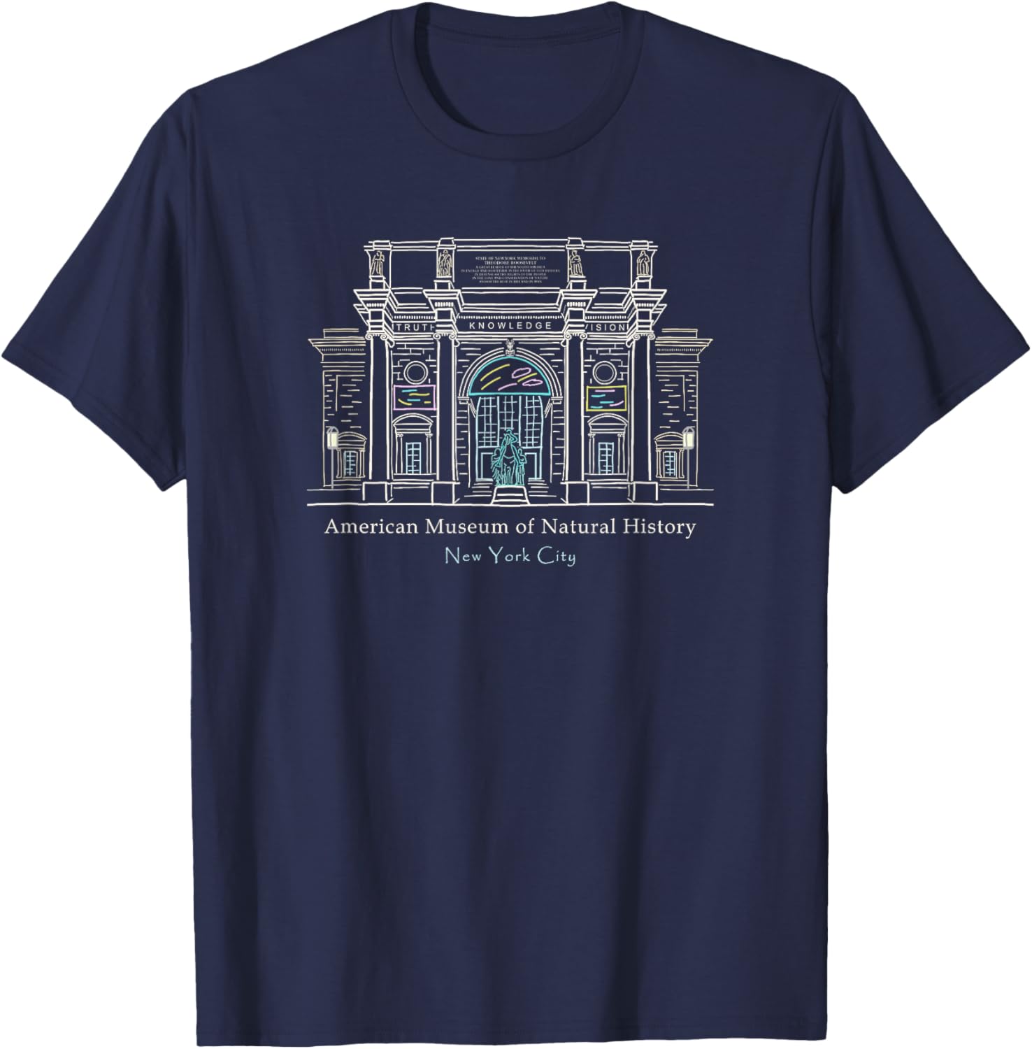 New York City American Museum of Natural History Drawing T-Shirt - 7