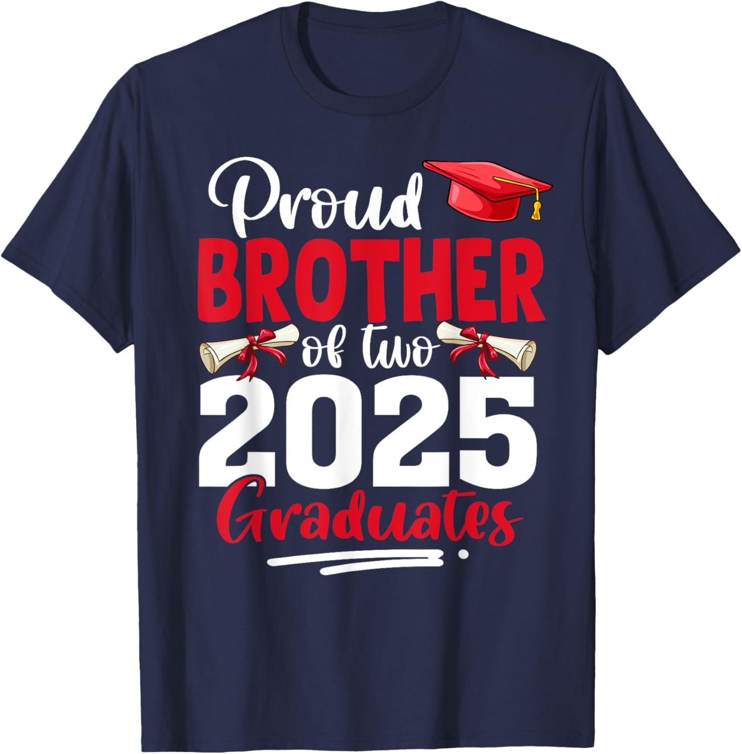 Proud Brother of Twin Graduates 2025 T-Shirt for Celebrating Success - 5