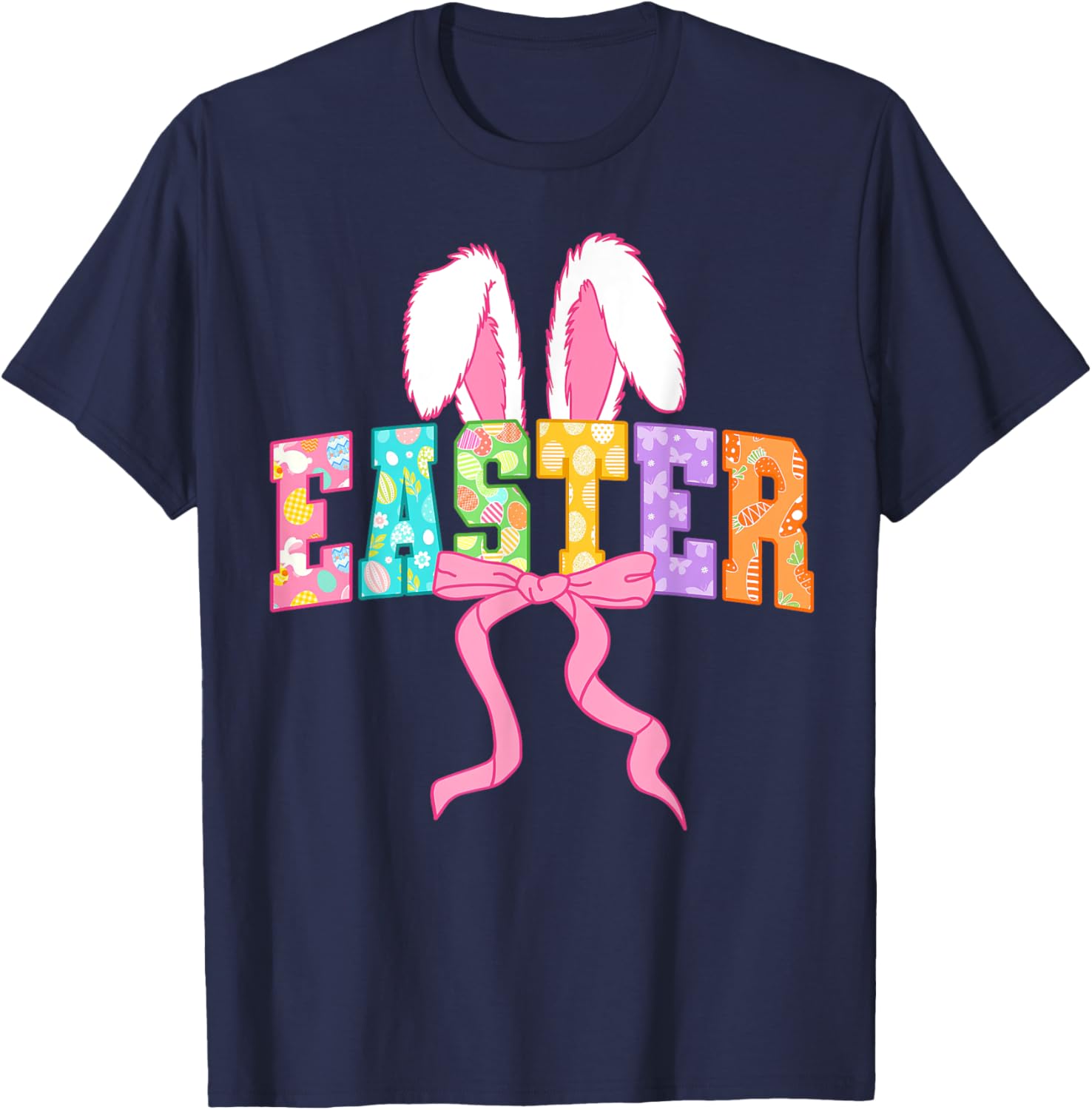 Happy Easter Coquette Bow Bunny Mama T-Shirt for Women and Girls - 8