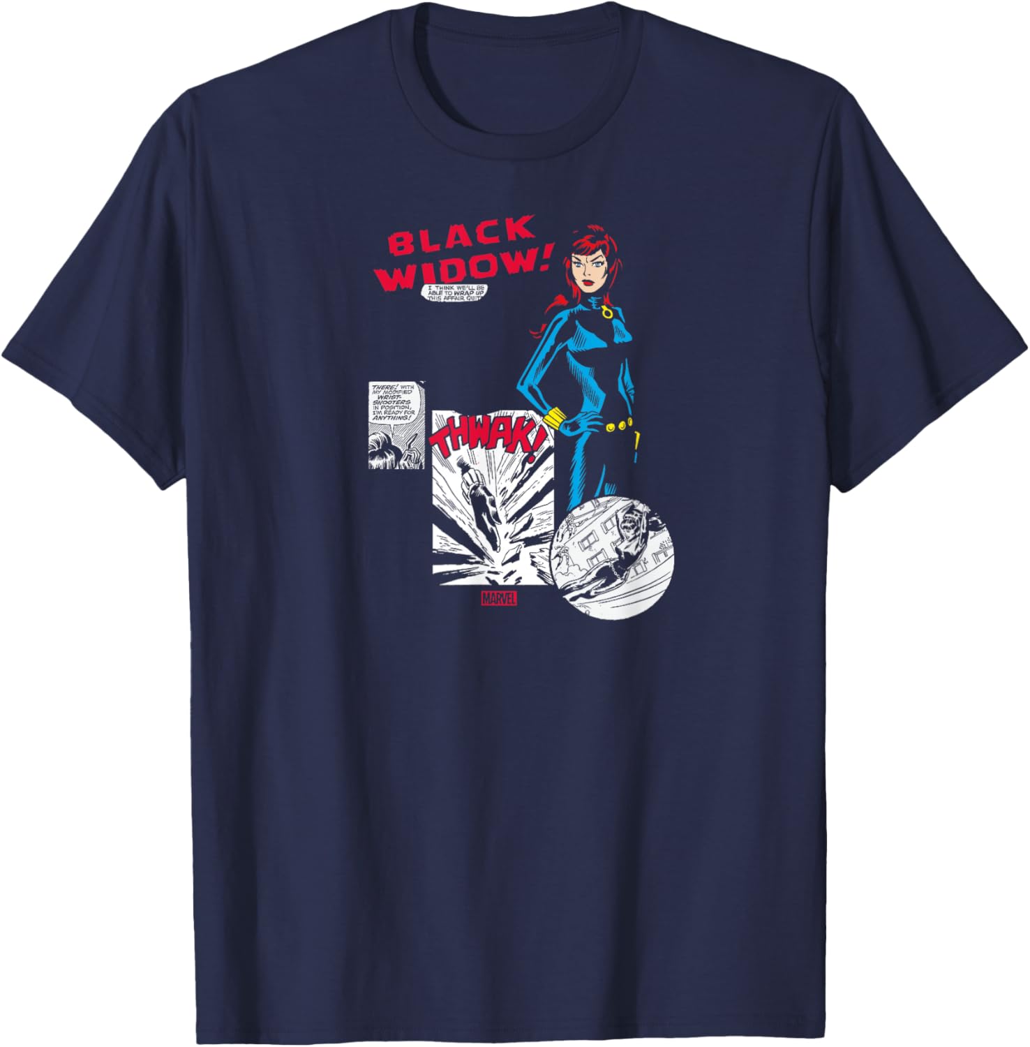 Black Widow Comic Panels T-Shirt for Superhero Fans and Collectors - 3