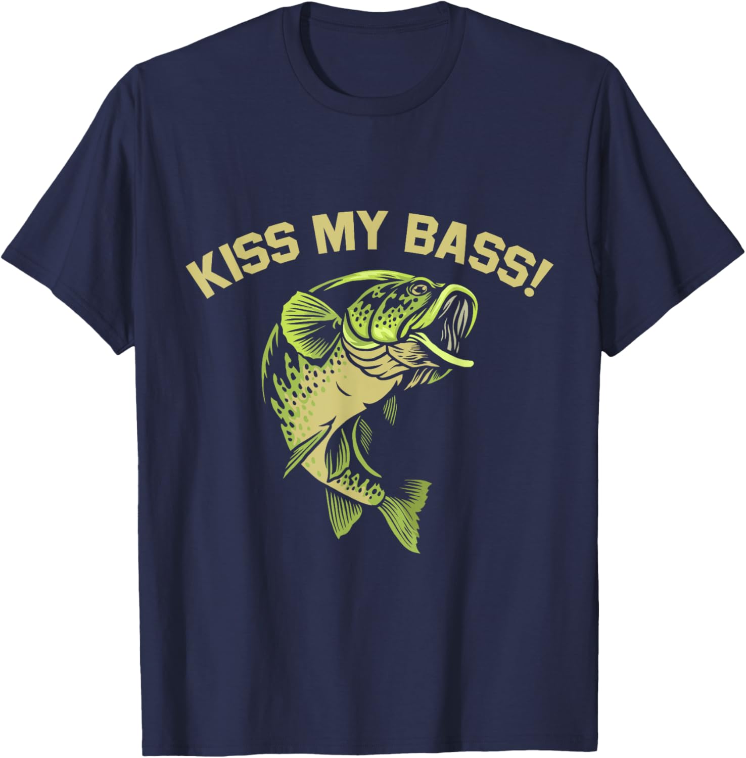 Funny Bass Fishing Lover T-Shirt - Kiss My Fish Fisherman Gift - 7