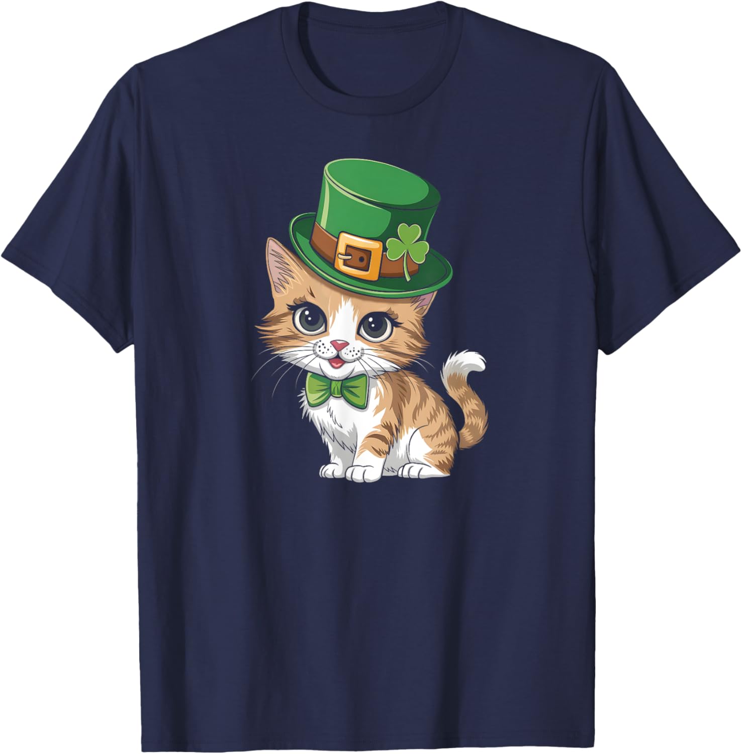 Lucky Shamrock Cat St Patricks Day T-Shirt for Women Girls and Toddlers - 5