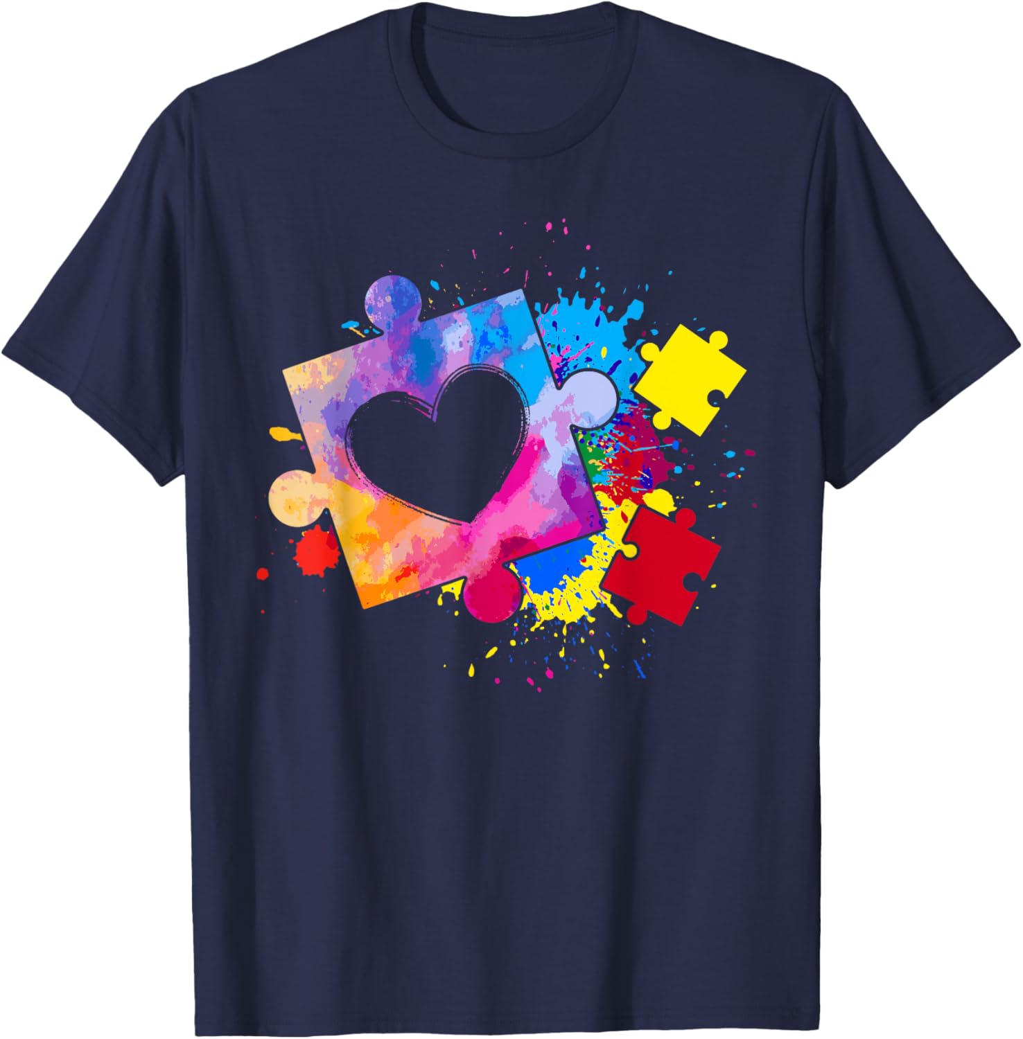 Autism Awareness Tie Dye Puzzle Piece Heart Kids T-Shirt for Boys and Girls - 2