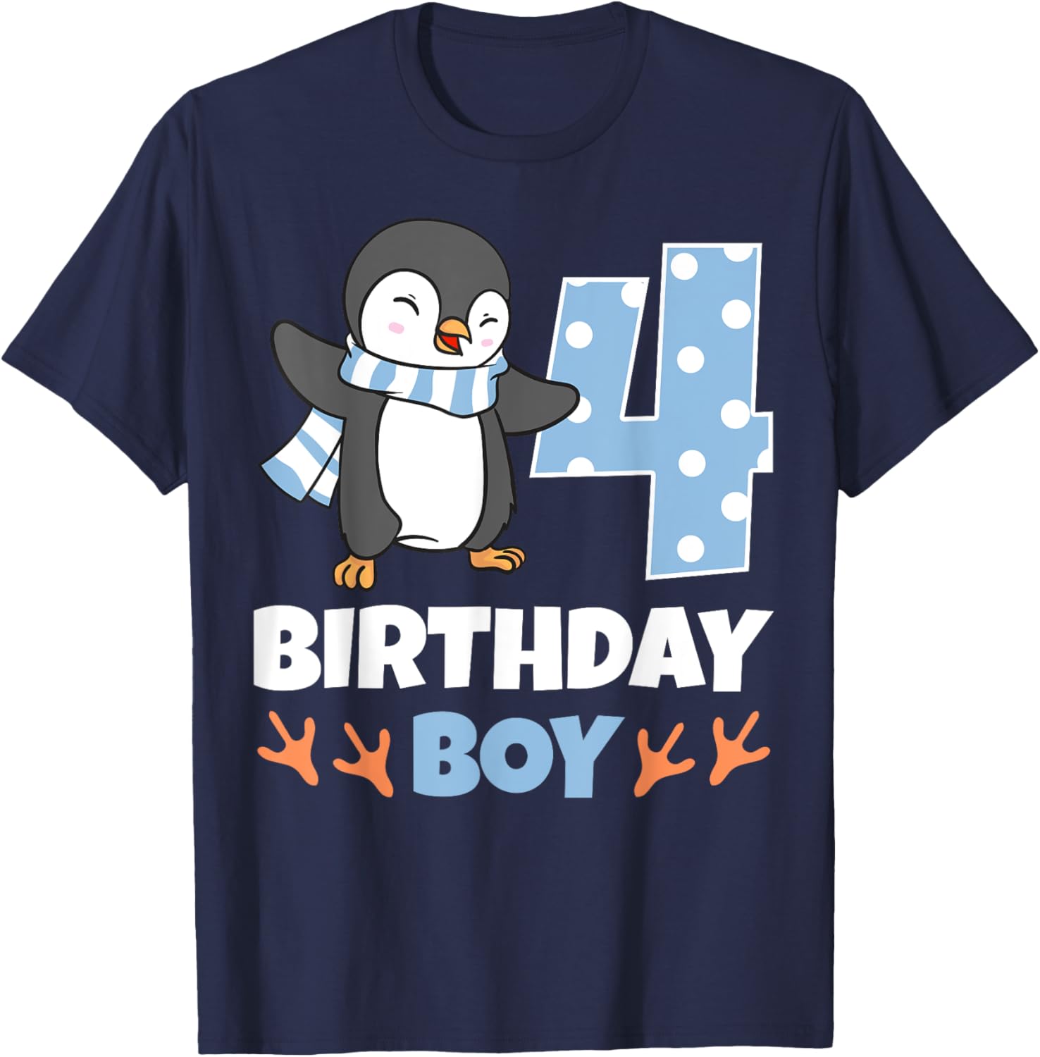 Adorable Penguin 4th Birthday Boy Winter Theme Party T-Shirt - 7